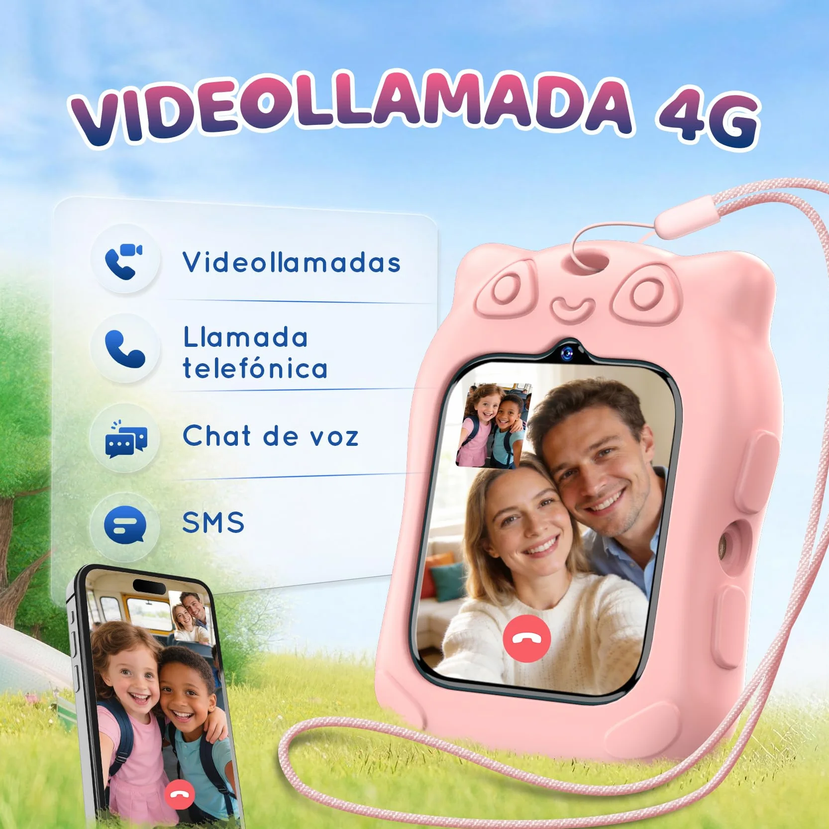 Blackview Smartwatch, 1.75” Reloj Inteligente Niño con GPS Posición, LED Linterna, SOS Llamar, Videollamadas, Chat de Voz, Smartwatch Niños con Podómetro, Juego, Despertador, Modo Escuela, Azul