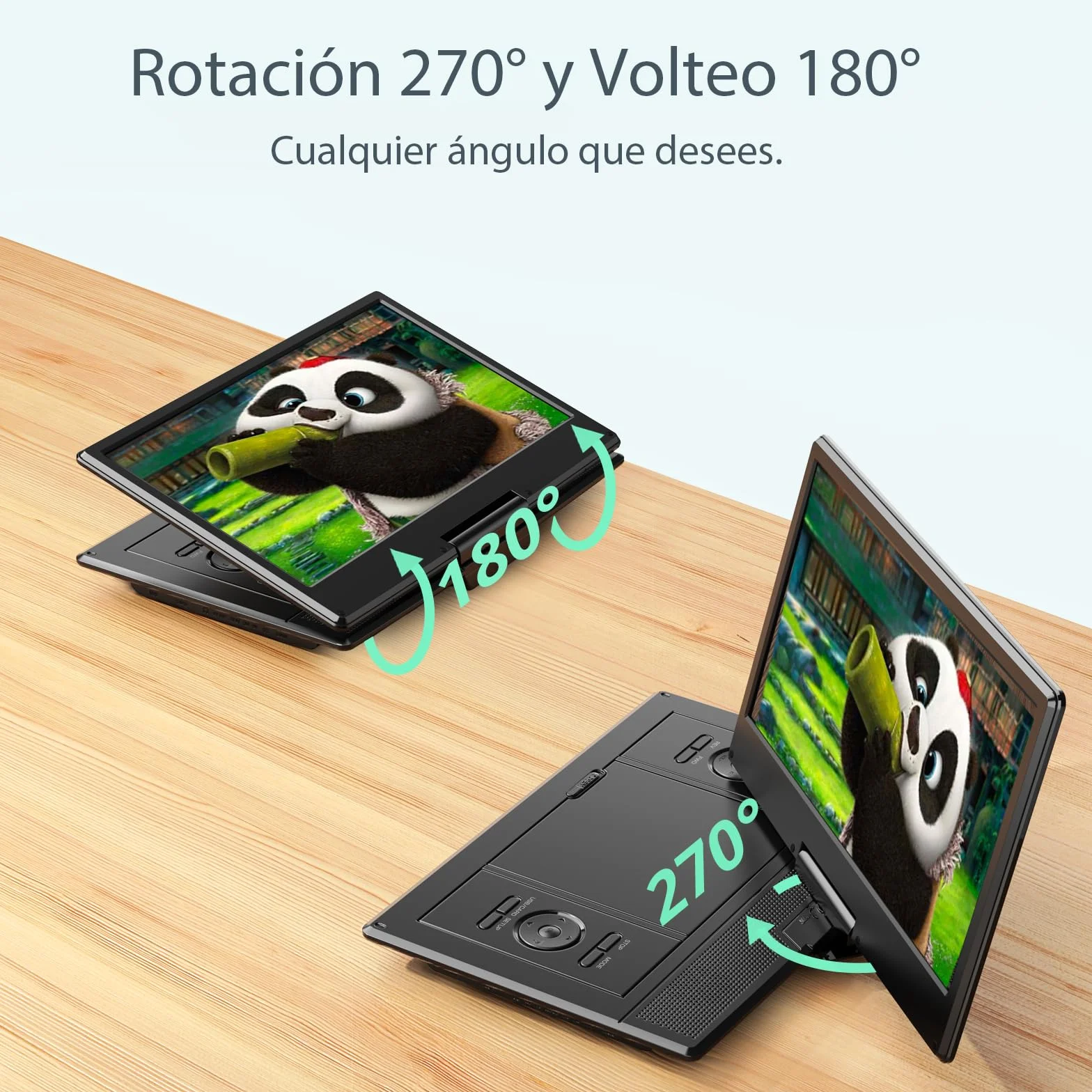 Yoton DVD Portátil 16" Pantalla Giratoria HD 14" Cargador Coche 1.8m Reproducción Memoria