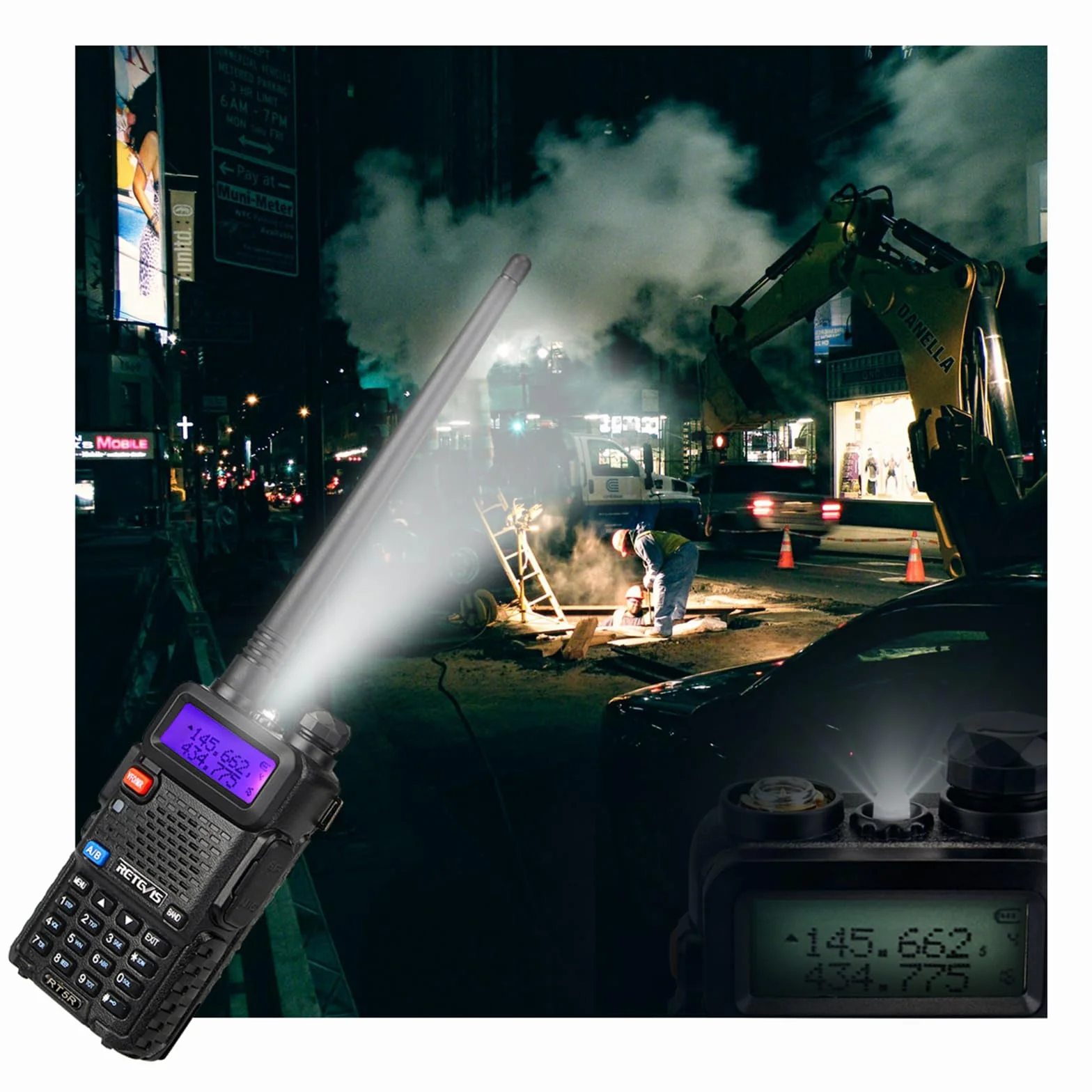Retevis RT5R Walkie Talkie Profesional, Largo Alcance Walkie Talkie Doble Banda con Cargador de USB, 128 Canales Radio VOX FM Walkies Portátil de Mano para Almacén (RT5R (2 Piezas))