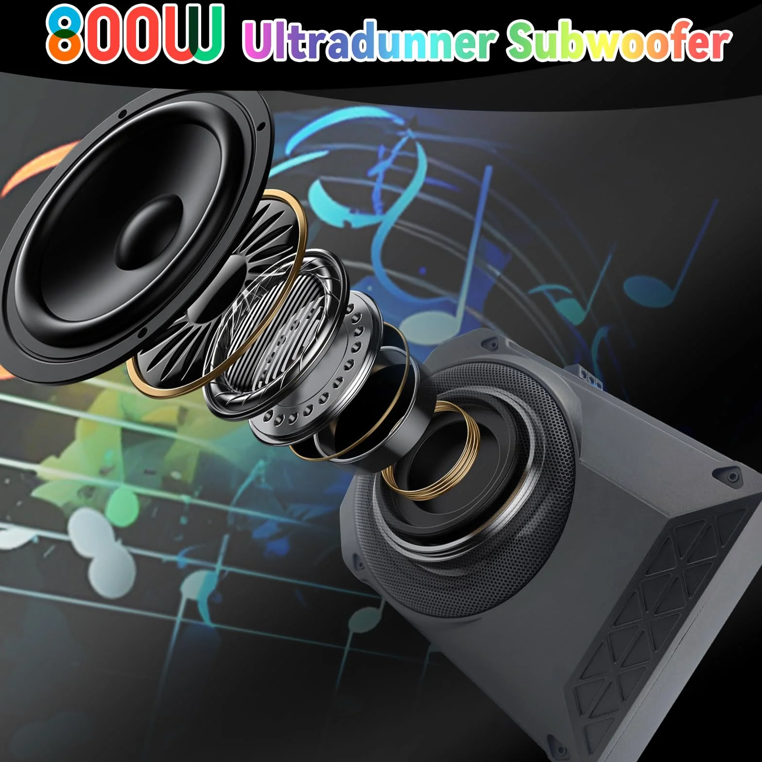 Subwoofer Activo 10 Pulgadas 800 W Autoamplificado Debajo del Asiento Cerrado Alto Rendimiento