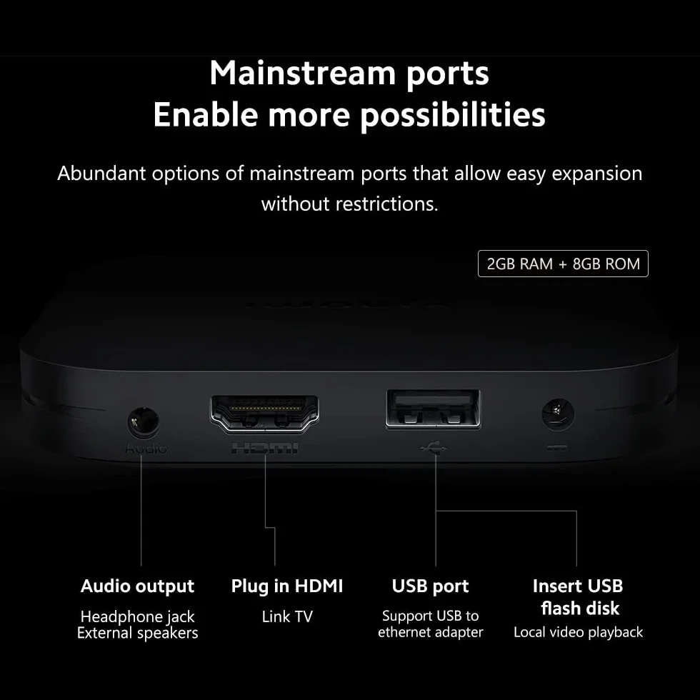 Xiaomi TV Box S 2nd Gen 4K Ultra HD Streaming Media Player 2GB RAM 8GB ROM Smart TV Box Google TV Dolby Vision HDR10+ Dolby Atmos DTS-HD Negro