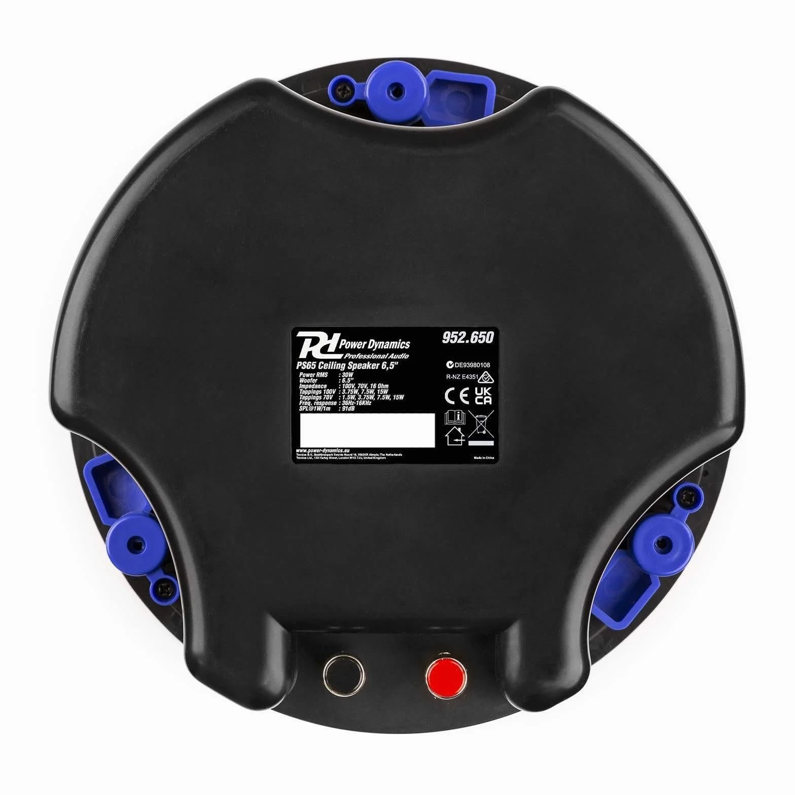 Power Dynamics PS65 Altavoz de Techo 70V,100V/16Ω - 30 vatios RMS, woofer de 6,5" megafonía, 6,5 Pulgadas, Ideal para la difusión de música de Fondo en Bares, restaurantes y hoteles.