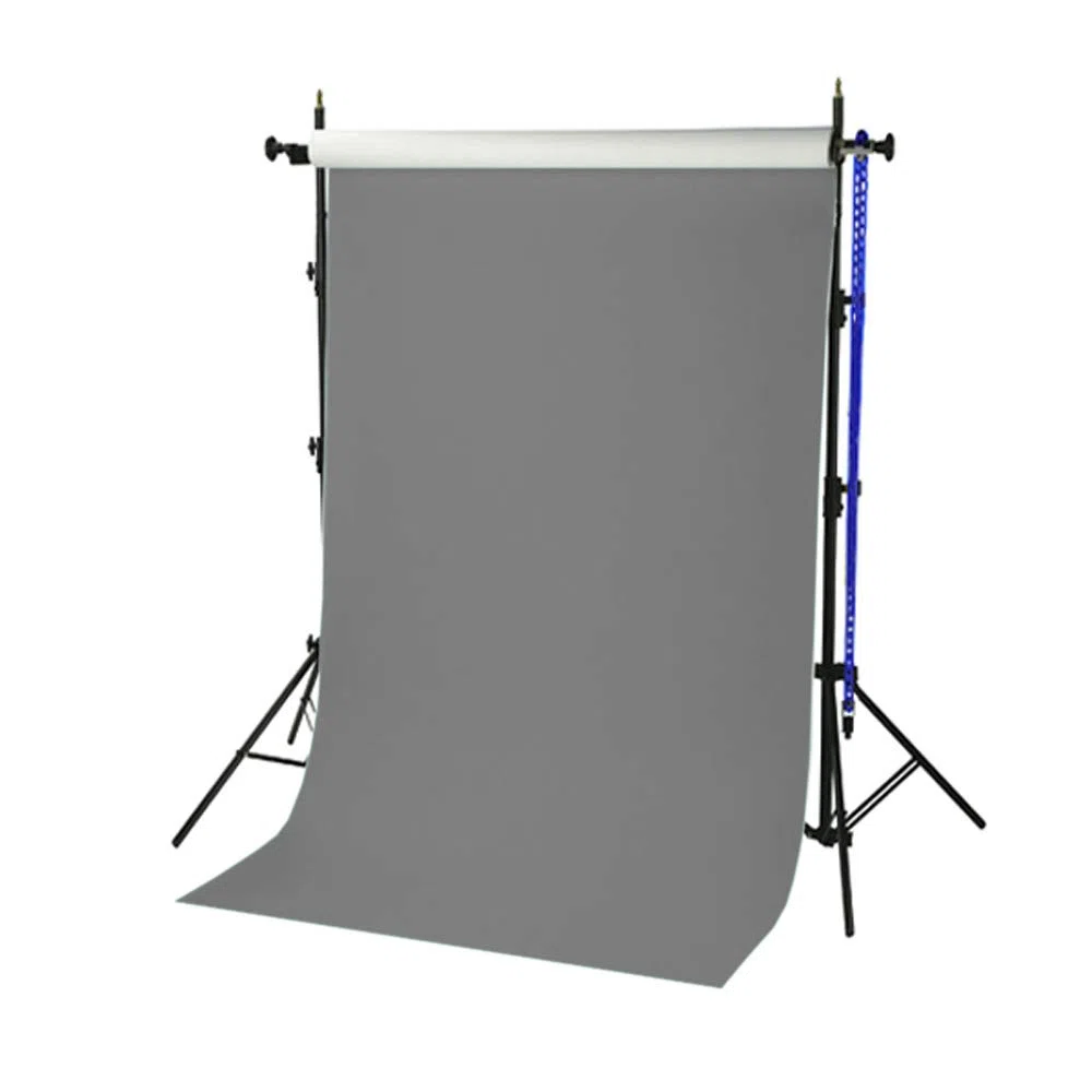 Telón de Fondo para Fotografía y Video, Fondo Fotográfico Profesional Reversible, Gris - Blanco, 160 x 405 cm