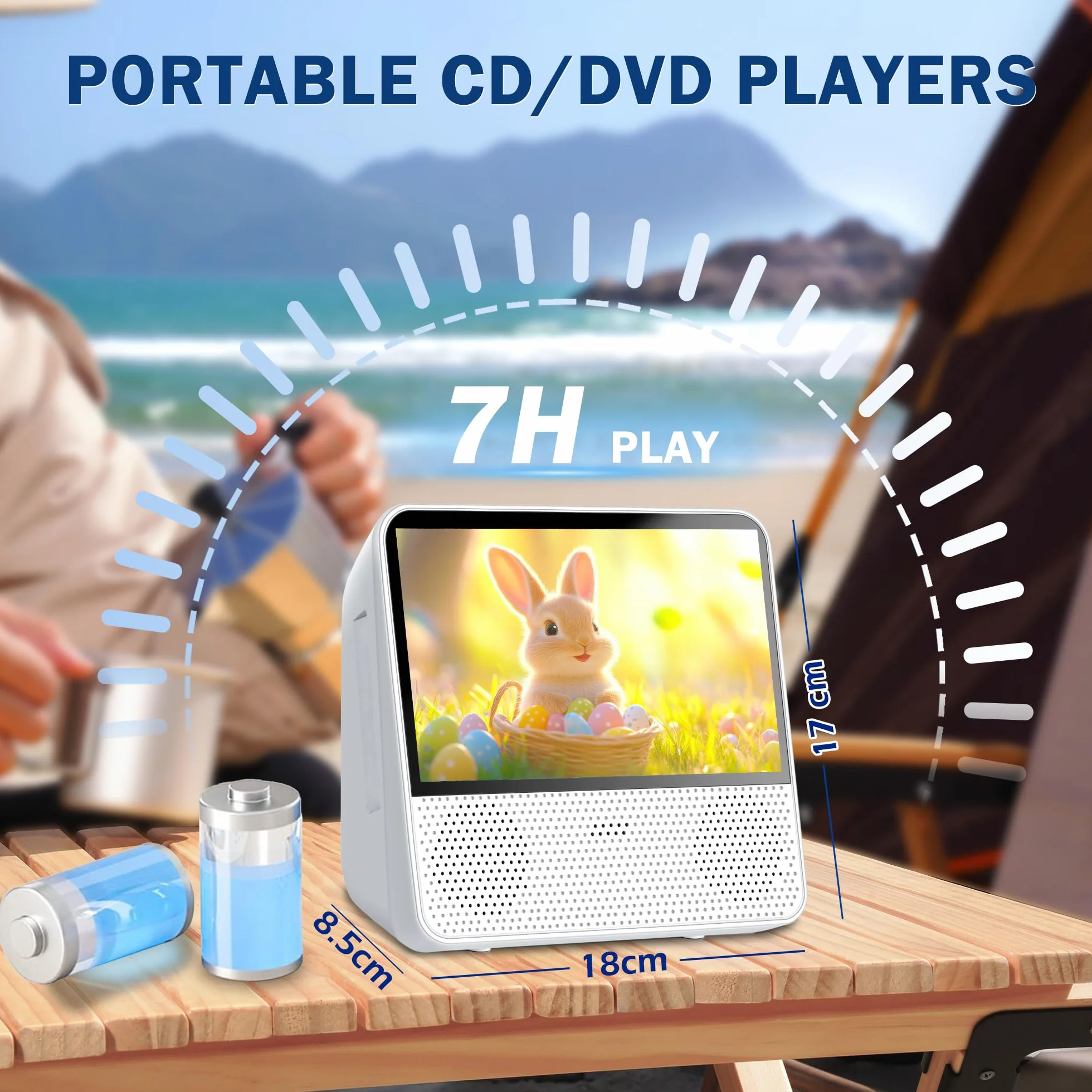 Reproductor DVD Portátil 7 Pulgadas 4000mAh Bluetooth USB AV AUX