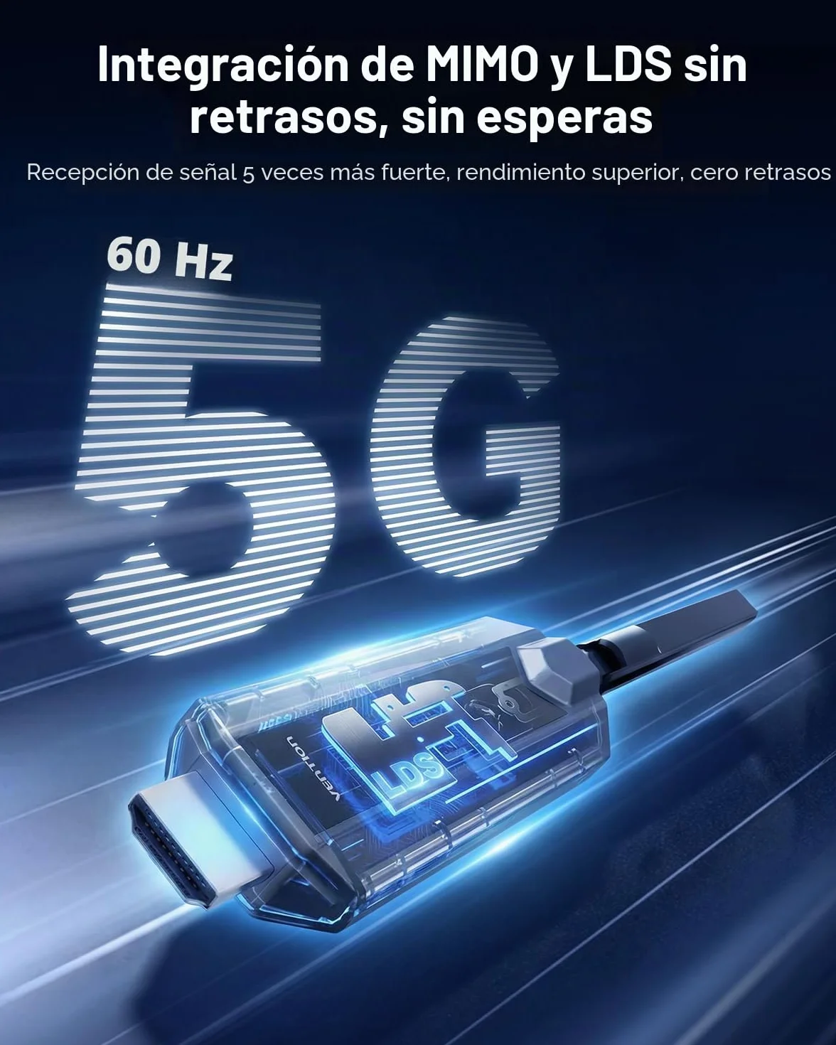 VENTION Transmisor y Receptor HDMI Inalámbrico 656FT con Pantalla LED y Control térmico, hasta 6 RXs, Plug & Play extiende señal 4K Desde PC/proyector/TV Box(1TX+2RX)