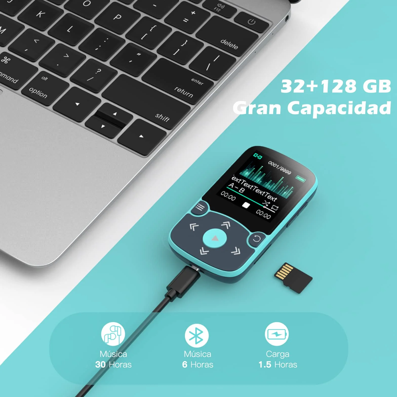 AGPTEK 32GB Clip Reproductor MP3 Deportivo Bluetooth 5.3 HiFi Sin Pérdida Radio FM Podómetro