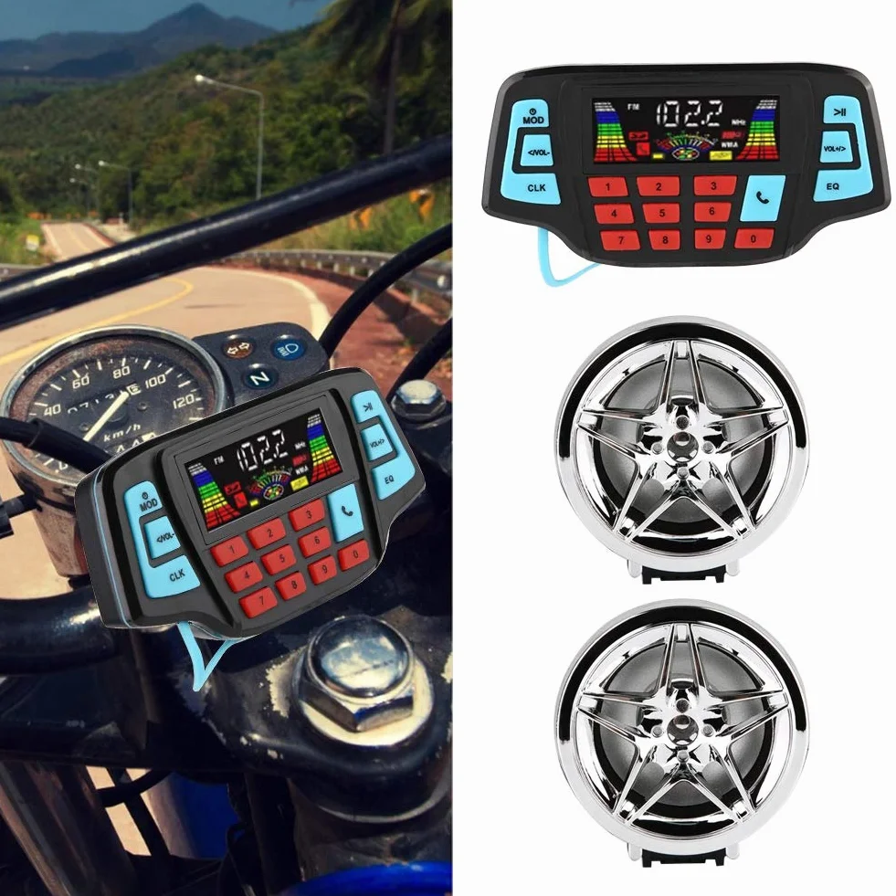 Tbest Motorcycle MP3 Player Waterproof Bluetooth Stereo Speaker USB TF Card