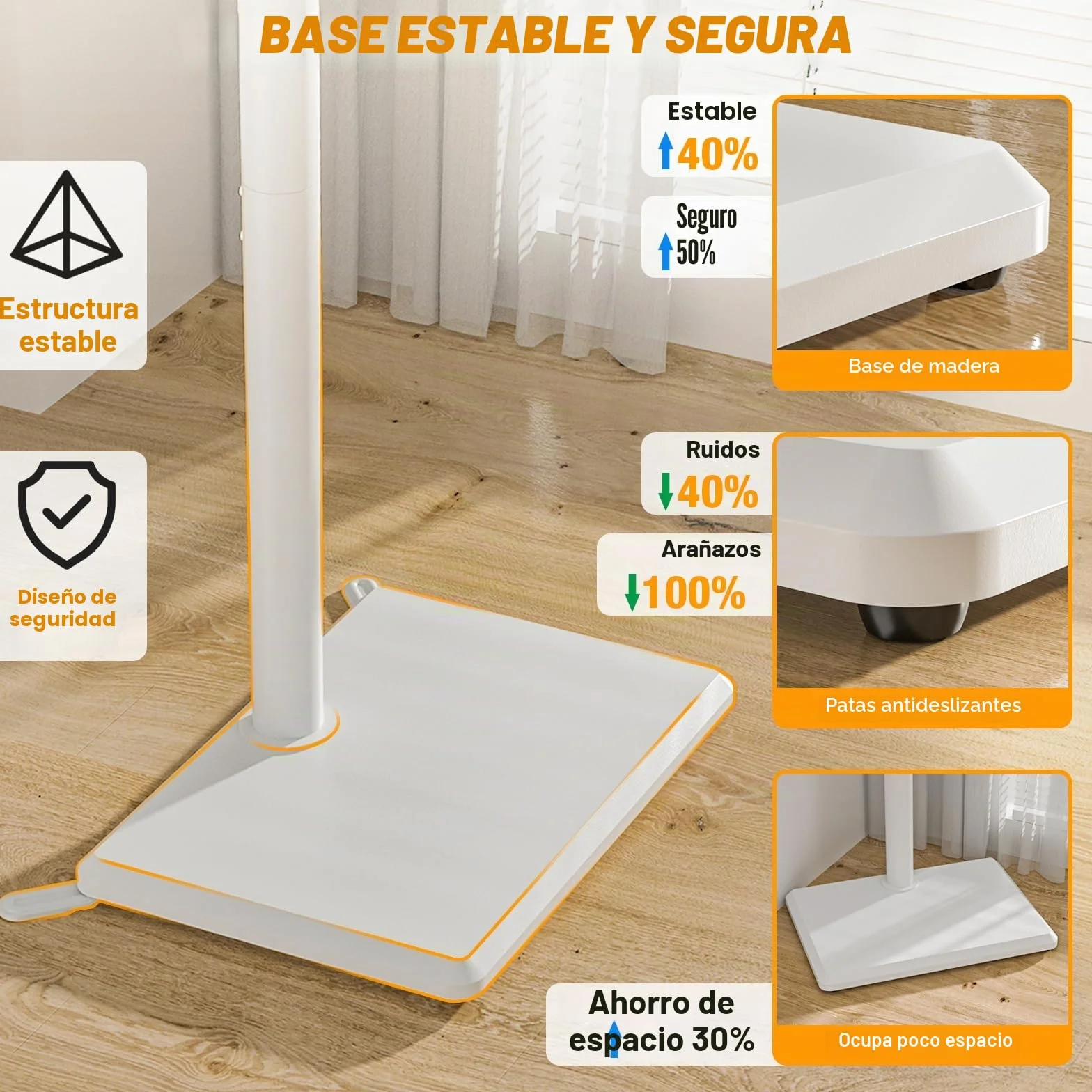 Soporte de Piso para TV TVON de 32 a 60 Pulgadas, Ajustable en Altura, Giratorio, VESA 400x400mm, 40kg
