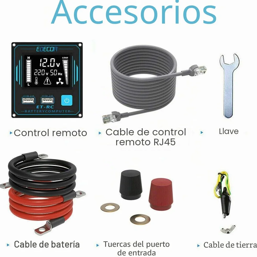EDECOA Inversor 12v 220v 2000w conversor energia 12v 230v con Mando 2X USB Transformador Onda modificada con Sistema de Aislamiento galvanico (2a generacion)