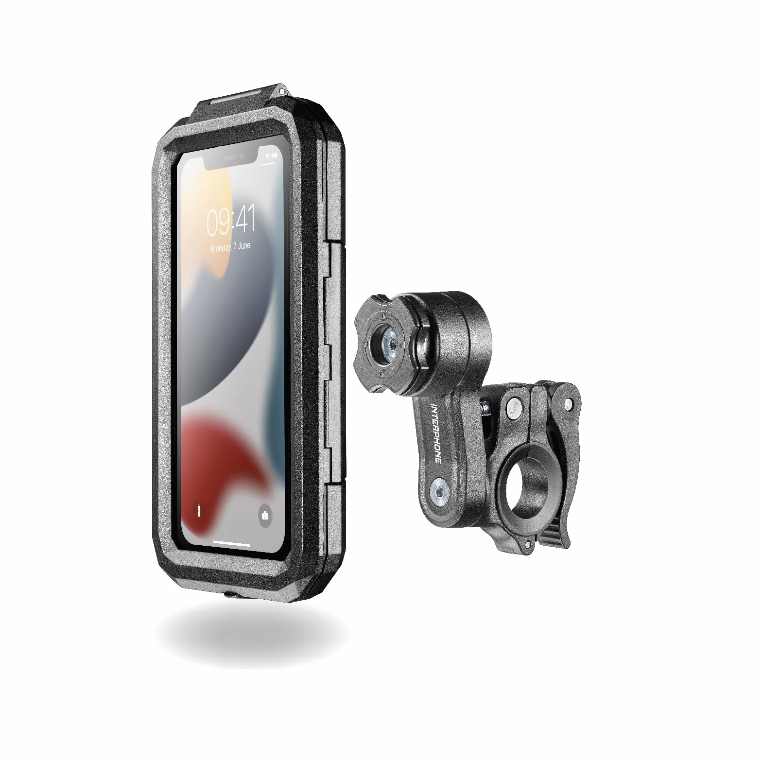 INTERPHONE Sistema Modular QUIKLOX 2 en 1 Soporte Móvil Moto Funda Rígida Universal Impermeable Smartphones 6.5"