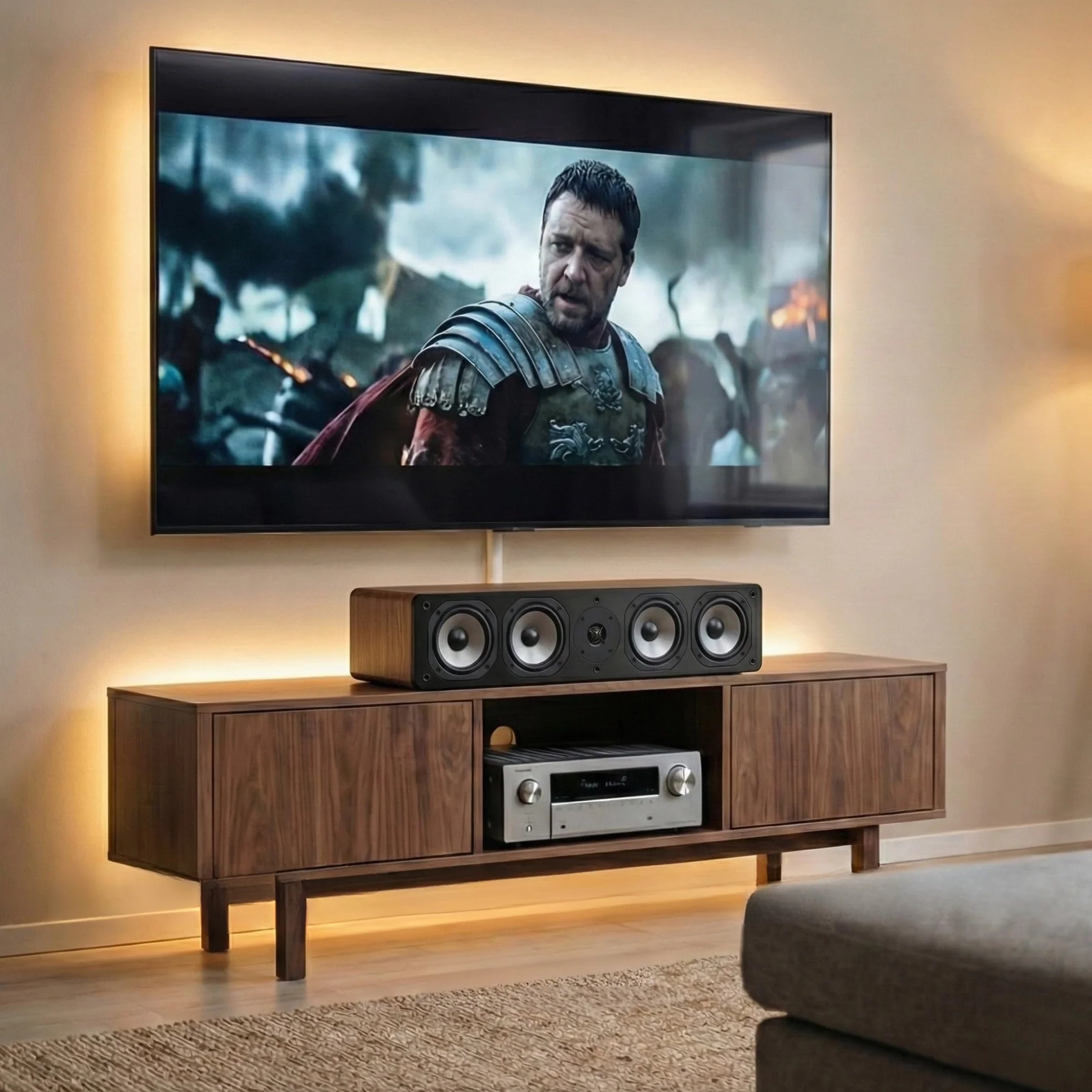 Dynavoice Challenger C-5 XL Roble Natural. Altavoz Central Pasivo 210W 6-8 Ohm. 4X Woofer 5,25″ y Tweeter 1″ Super Audio. Home Cinema HiFi. Bass Reflex Trasero. VESA 10x10.