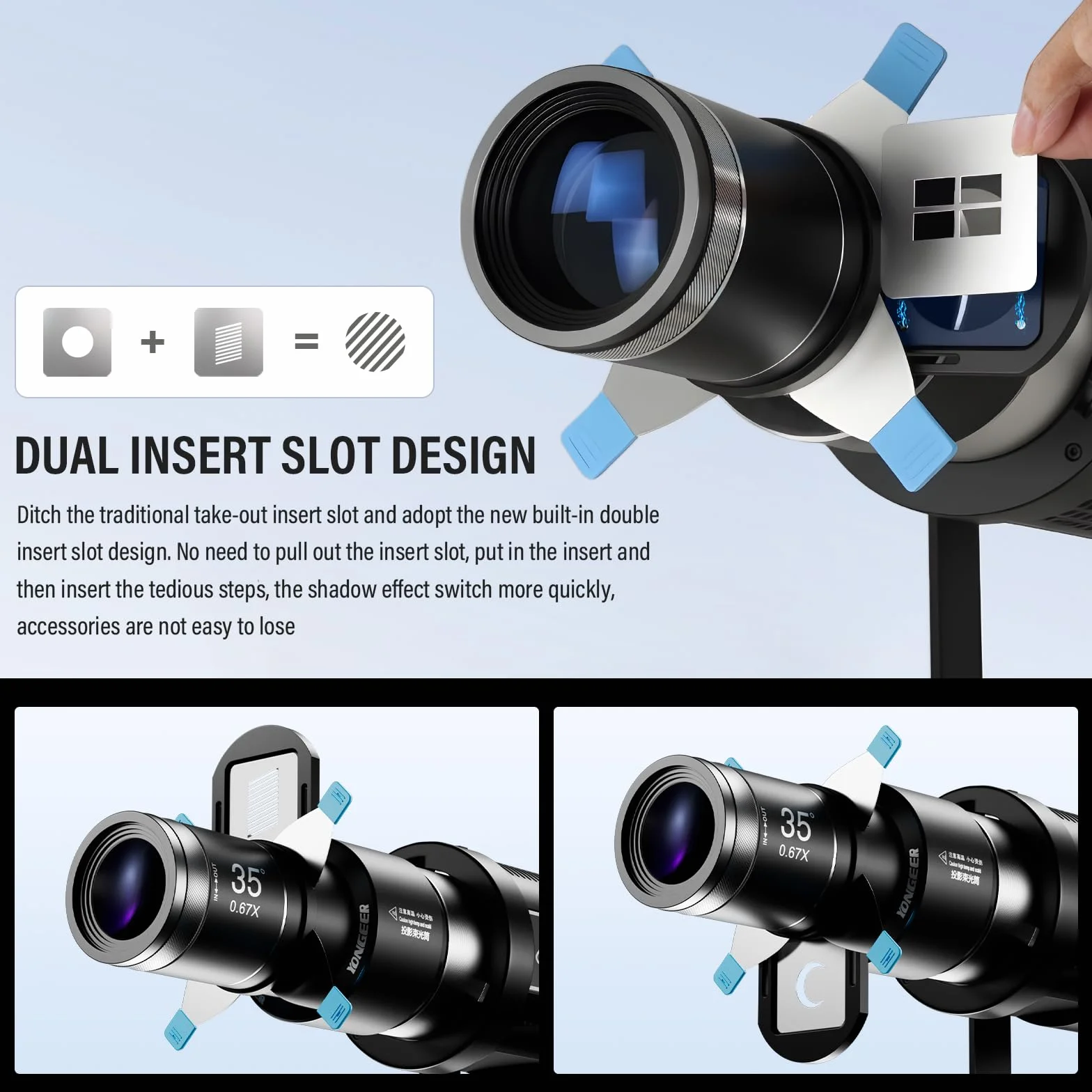 Soonpho KF80 Snoot óptico para Fotografía con Cuerpo de Aluminio con Montura Bowens Ranura para Tarjetas Magnéticas 5 Veces más Brillante con 4 Filtros de Color y 25 Patrones GOBO para Fotografía