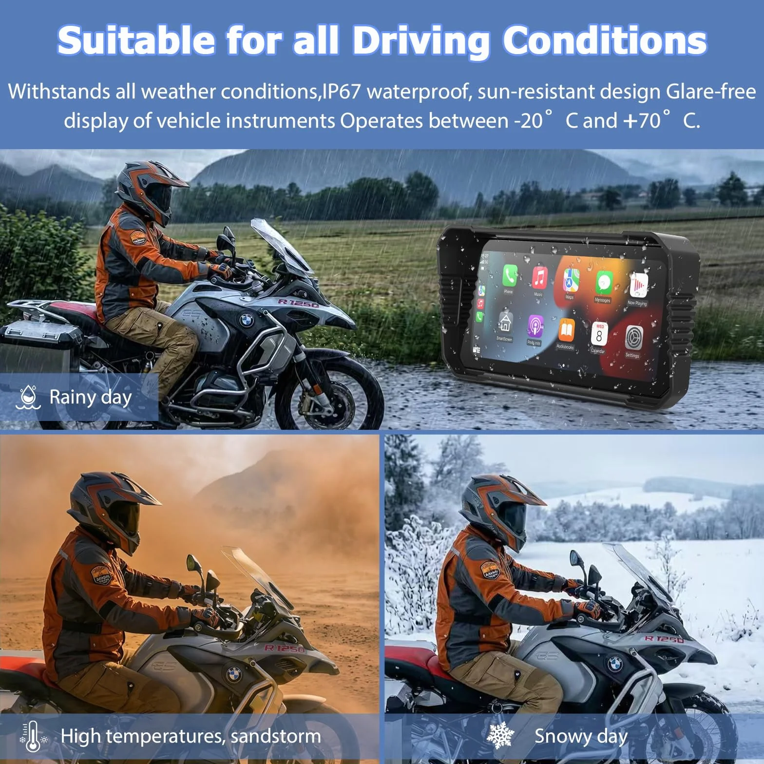 Carplay Pantalla para BMW Motocicletas BMW Inalámbrico CarPlay Android Auto CarPlay Moto con 6,25" Táctil Pantalla Impermeable IP67 Pantalla CarPlay Motos Dual Bluetooth Navi Control Voz MirrorLink