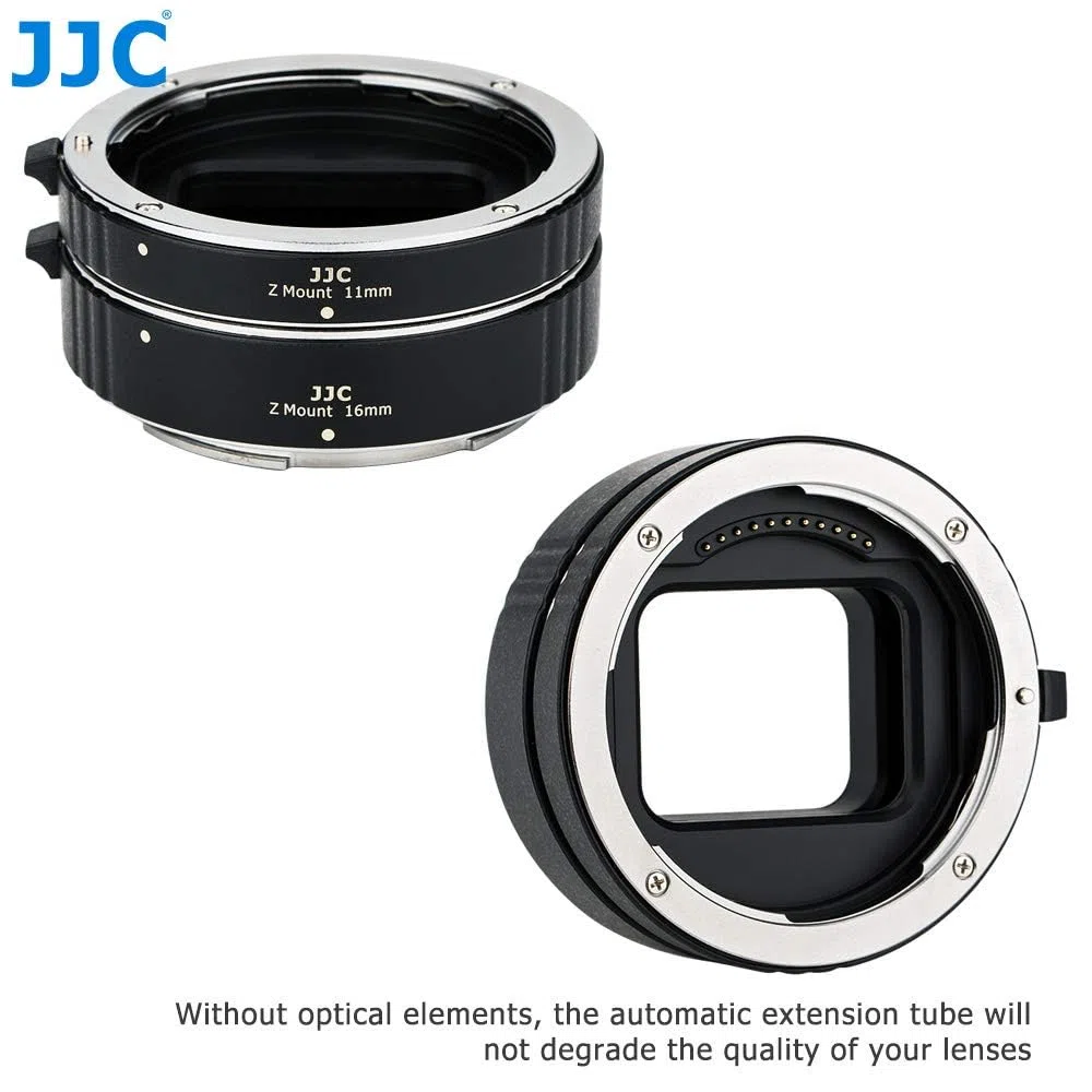 JJC 11mm/16mm Sets Metal Tubo de Extensión TTL Enfoque Automático AF para Nikon Z Mount ZR Z9 Z8 Z7, Z7II, Z6, Z6II, Z5, Z50 Z30 Zf Zfc Cámara Digital y Lentes Z Mount
