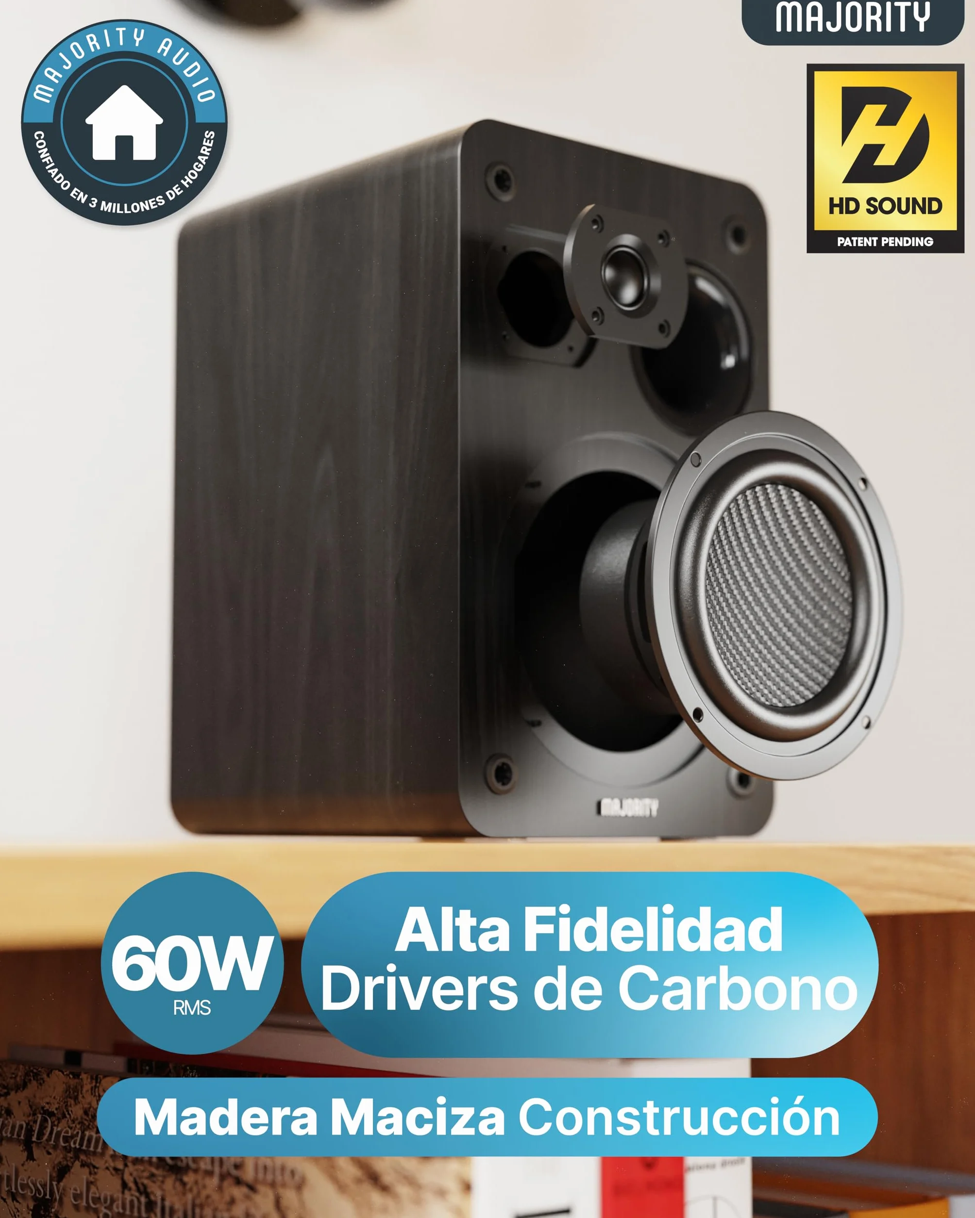 MAJORITY Homerton HiFi Equipo de Música | Reproductor de CD, Radio Internet WiFi, Dab/Dab+ Radio Digital y FM | Minicadena con Bluetooth 5.3, Reproducción USB, Spotify Connect y Control por App OKTIV