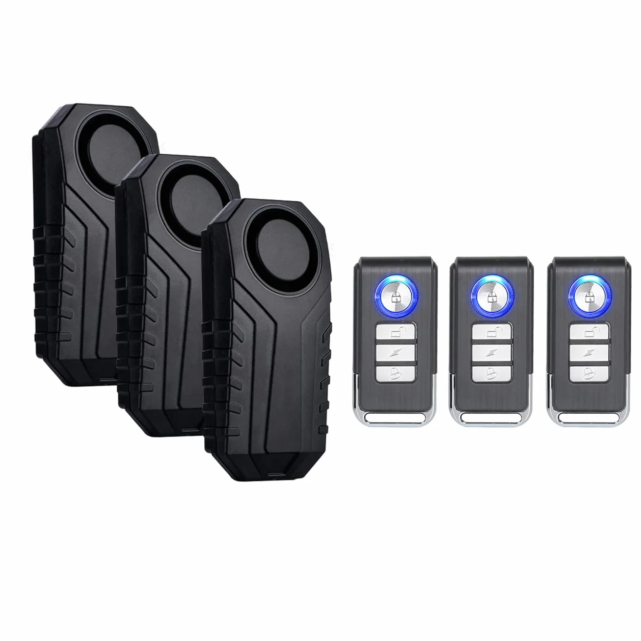 Mengshen Paquete De 3 Alarmas Inalámbricas Antirrobo para Bicicletas con Control Remoto De Seguridad Antirrobo 113dB Loud IP55 Impermeable para Motocicleta Vehículo Scooter