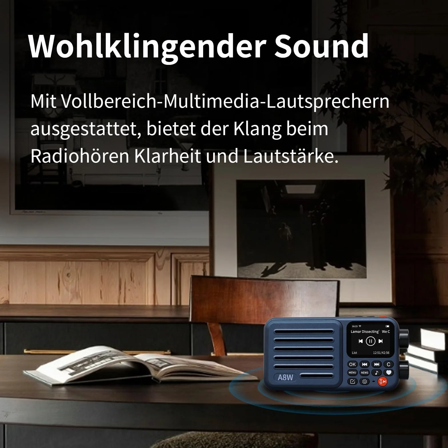 Choyong A8W - Receptor de radio inteligente por Internet WIFI/4G, altavoz con FM, tarjeta micro SD, radio de todo el mundo, para casa con WiFi, radio digital, Choyoung A8W