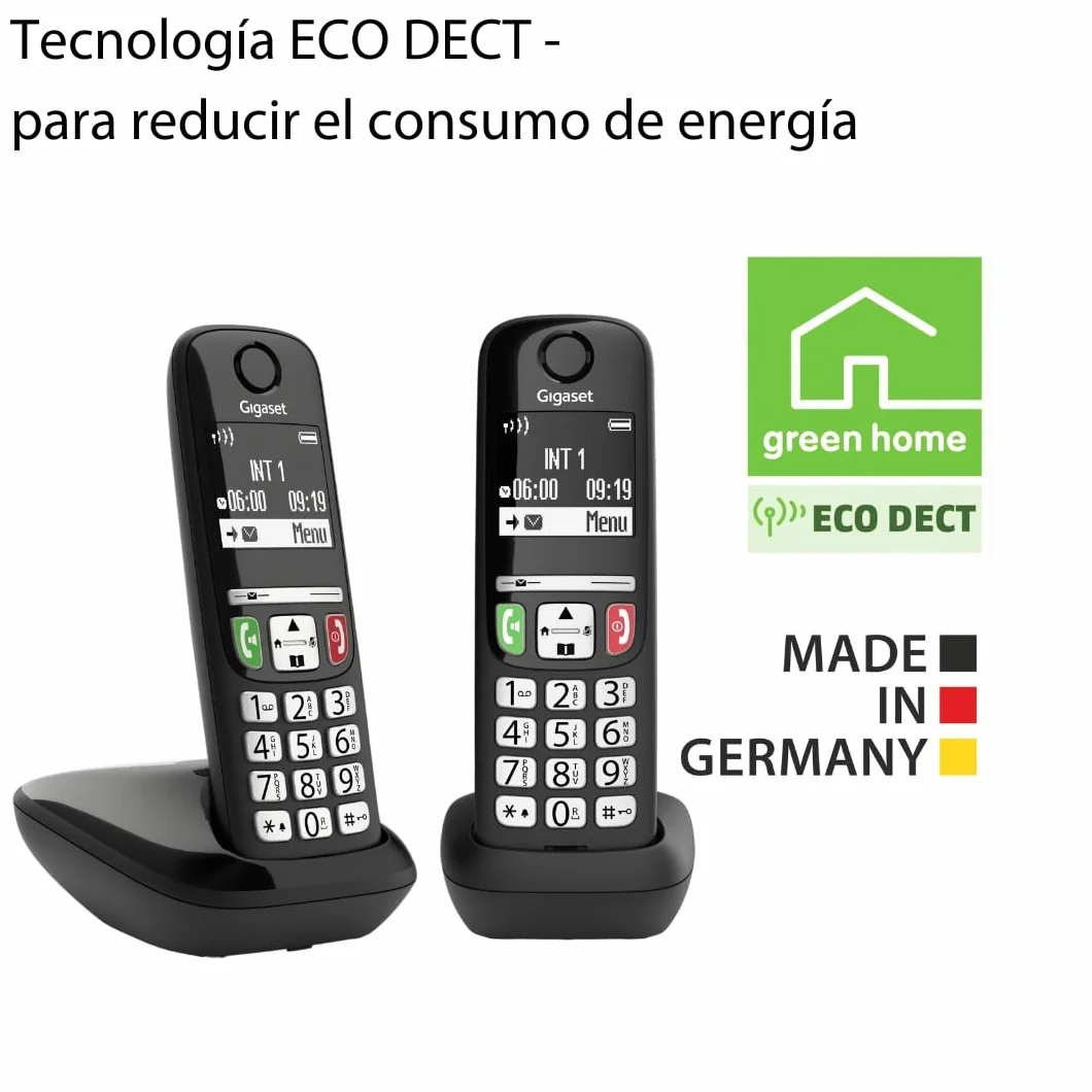 Gigaset E275 Duo 2 Teléfonos DECT Inalámbrico Pantalla Gráfica Blanco y Negro Iluminada Negro