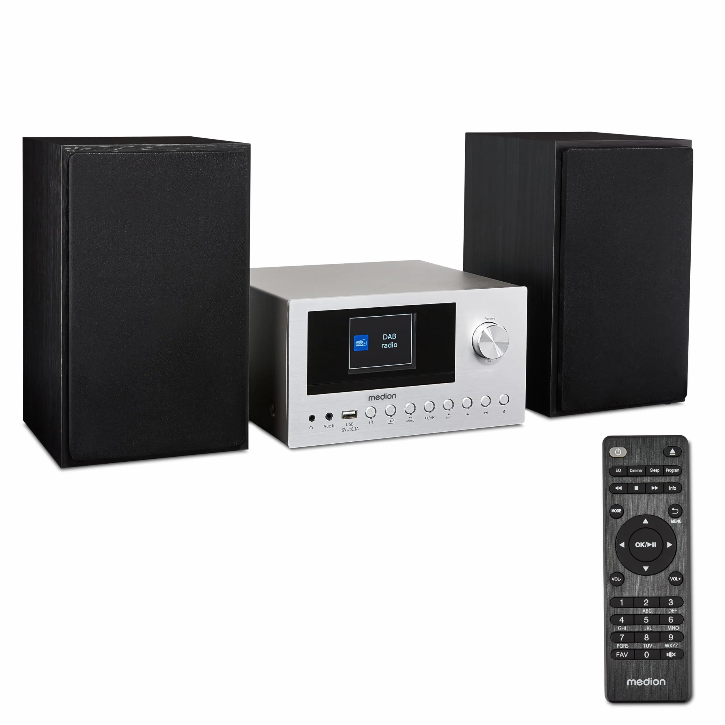 MEDION P85003 Micro Audio System Compacto (Microcadena, Radio por Internet, Dab+, Radio FM con PLL, Bluetooth, conexión USB, AUX, 2x150 W)