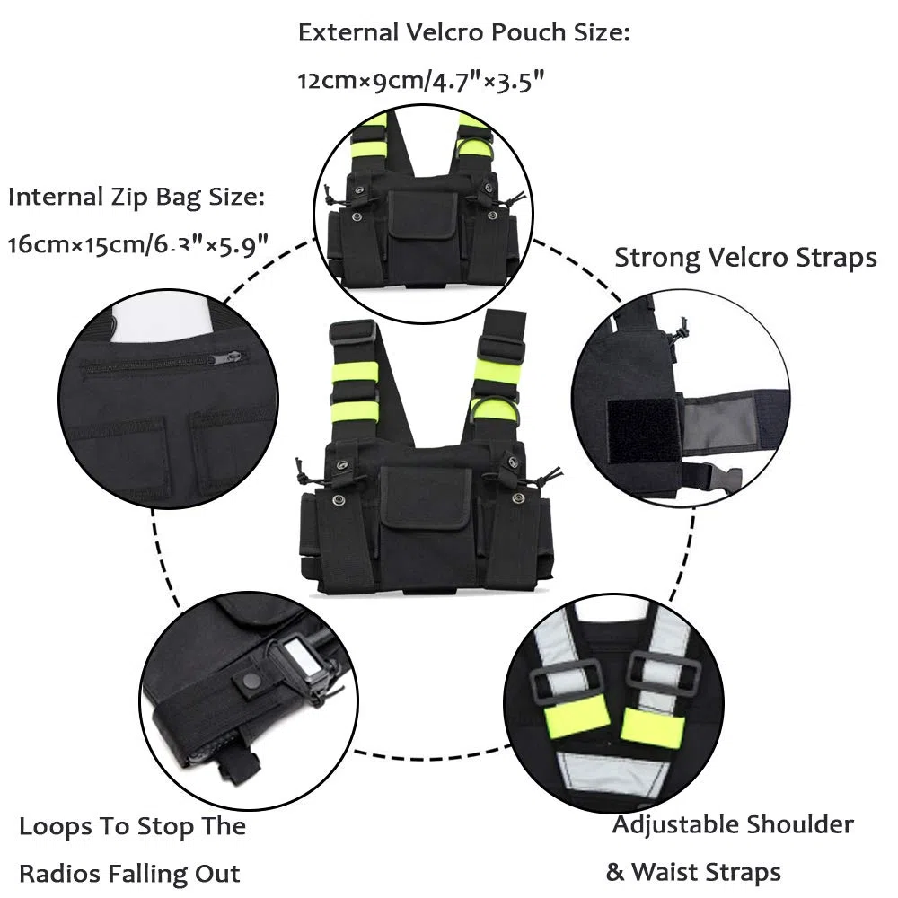 Arnés de Radio Universal, Bolsillo Inalámbrico Ajustable para Mochila con Paquete de Walkie Talkie