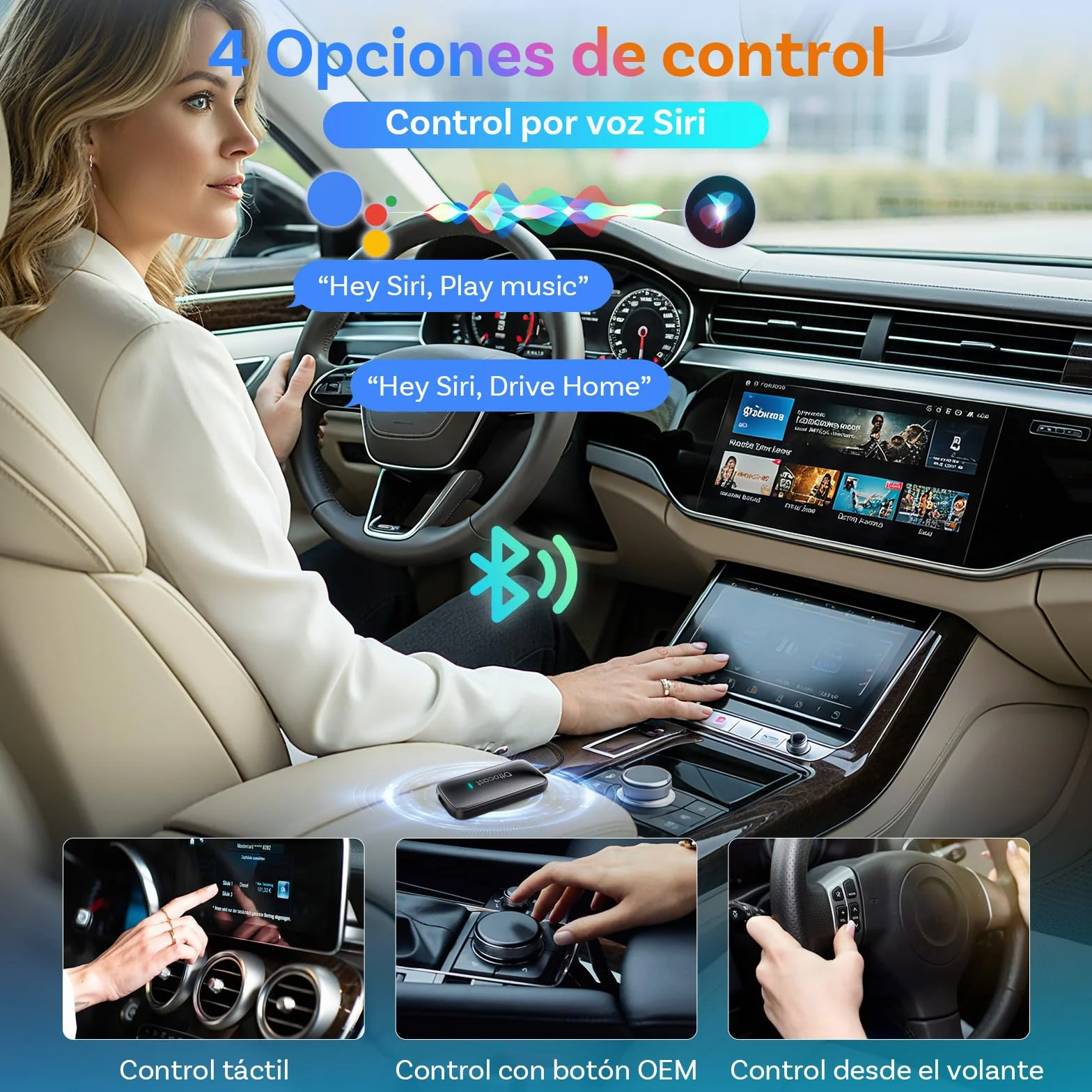 OTTOCAST 2026 Play2Video Ultra AI Box con Youtube/Netflix, Adaptador CarPlay & Android Auto Inalámbrico, Plug & Play, Chip 5G & WiFi6, 4 GB + 32 GB para Vehículos con CarPlay por Cable Desde 2016