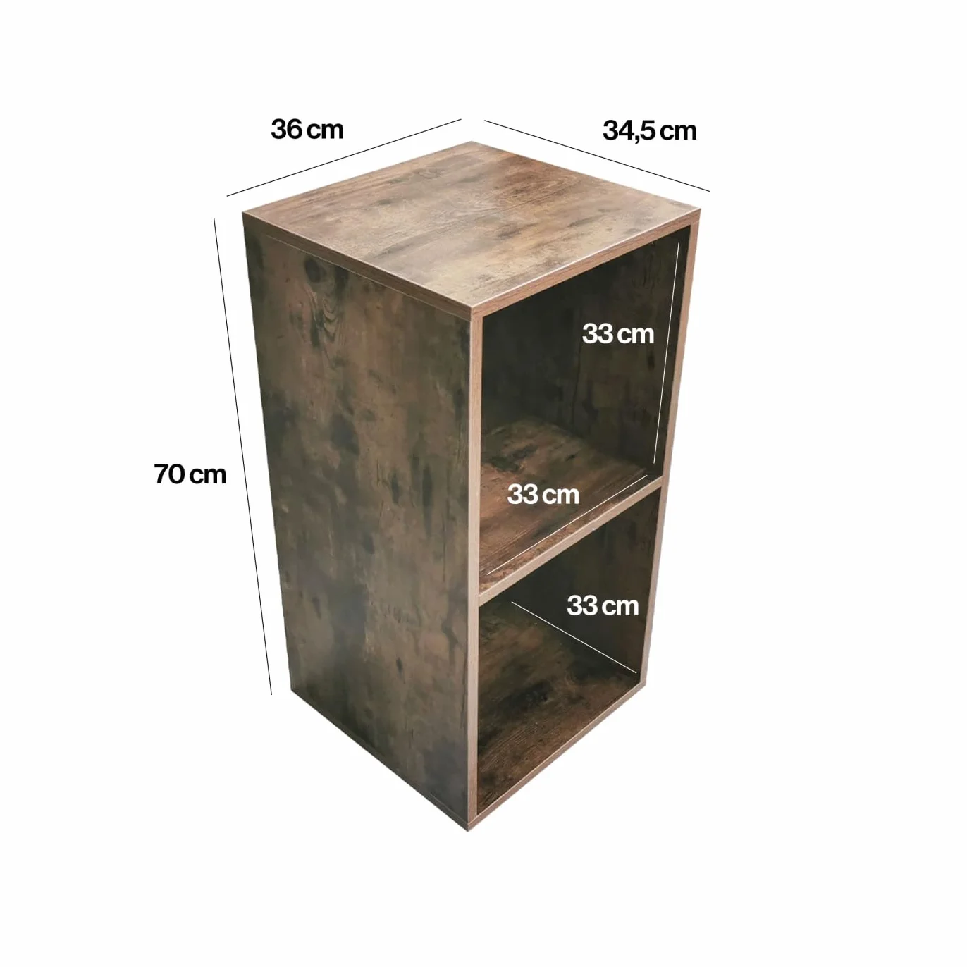 VDD Mueble de almacenamiento para discos de vinilo LP - biblioteca - 2 compartimentos - nogal