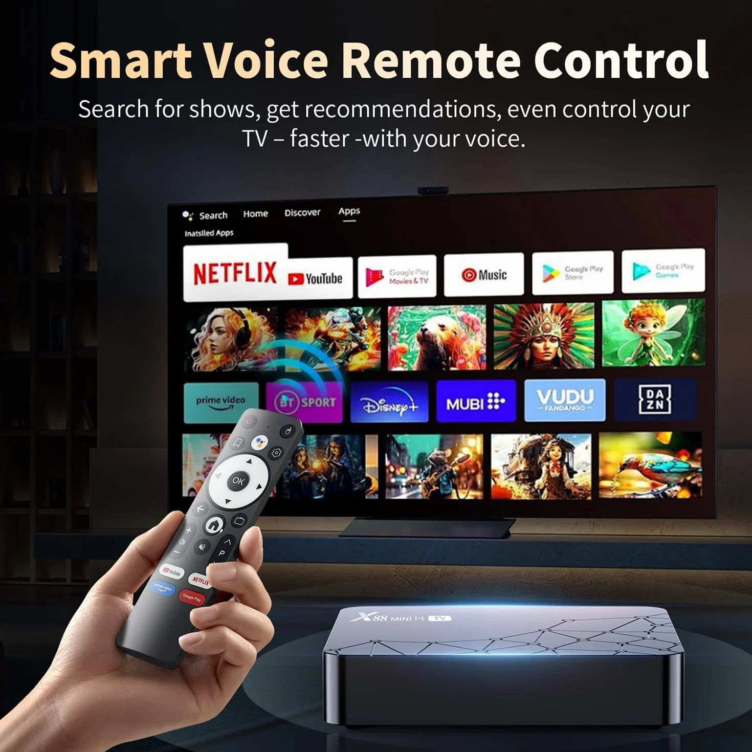 Android 14 TV Box, Android Box with 2GB RAM 16GB ROM RK3518 Quad-Core, Support 4k 2.4G/5.0G Dual WiFi 6, BT 5.0, 10/100M Ethernet Smart TV Box