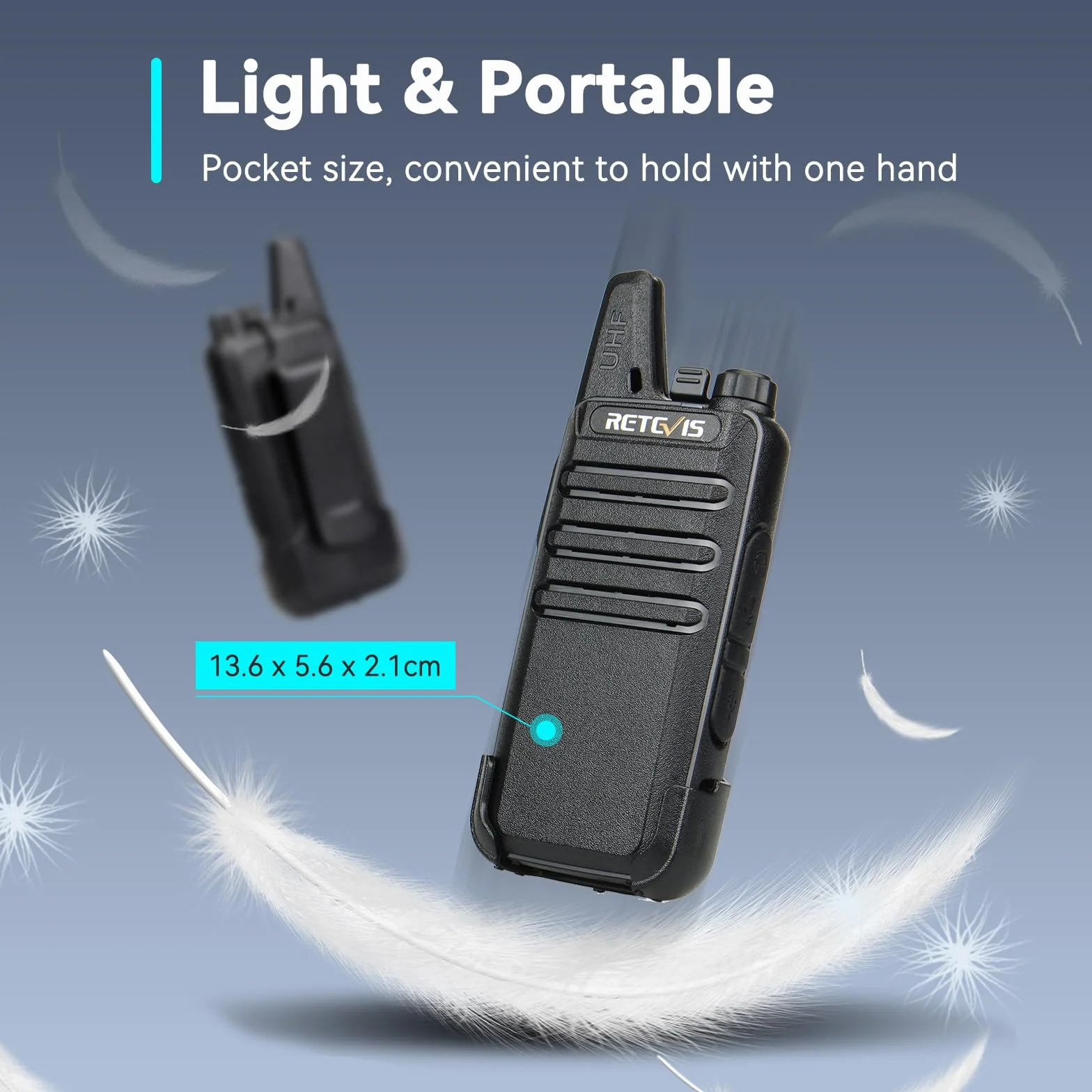 Retevis RT622 Walkie Talkie Profesional, PMR446 Mini Walkie Talkies Recargable, Squelch VOX, Alarma de Emergencia, Portátil Walkie Talkie Largo Alcance para Restaurante (Negro, 10 Piezas)