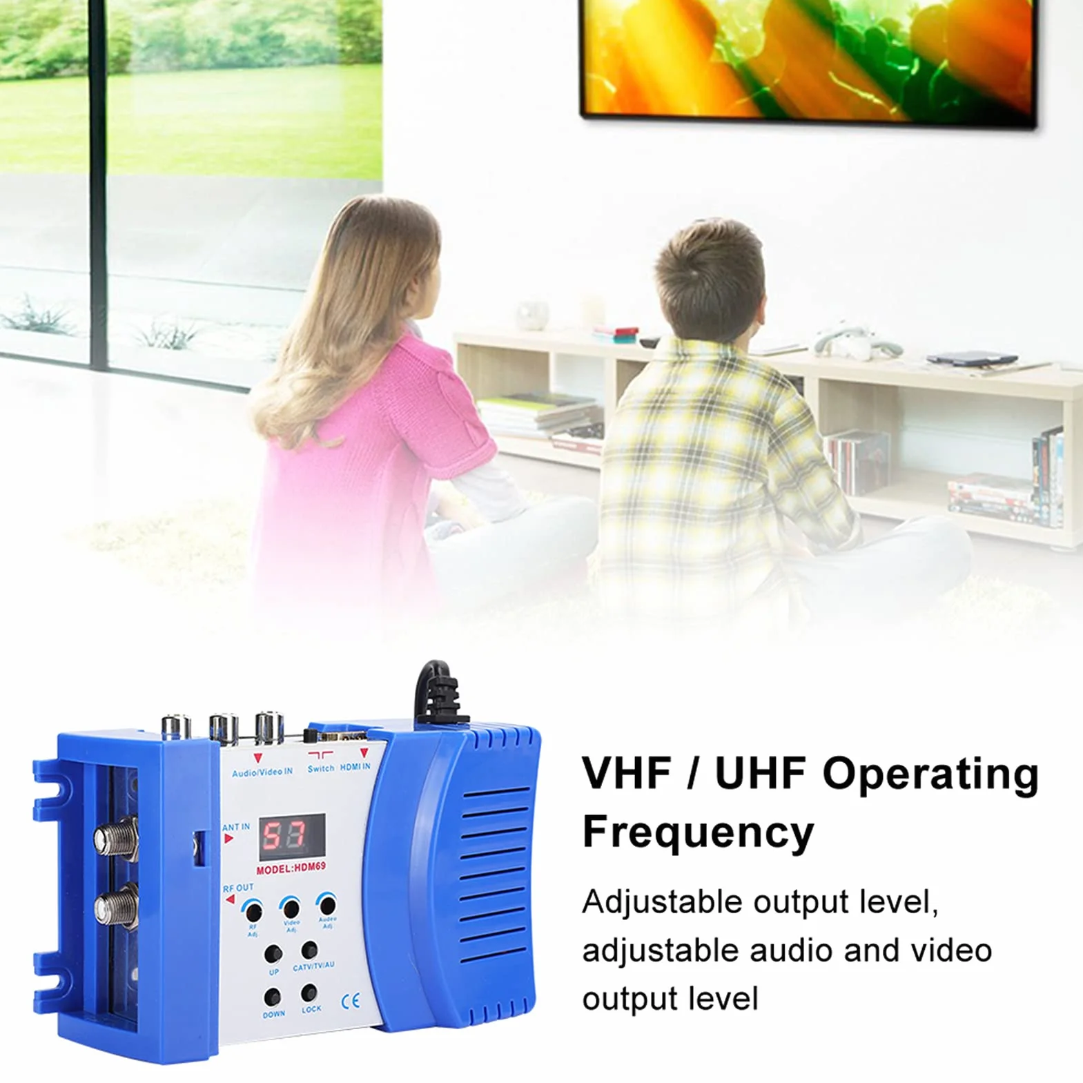 HDMI Modulator, Digital RF HD Multimedia Interface AV to RF Converter, VHF UHF PAL Standard Modulator for Home TV Coaxial