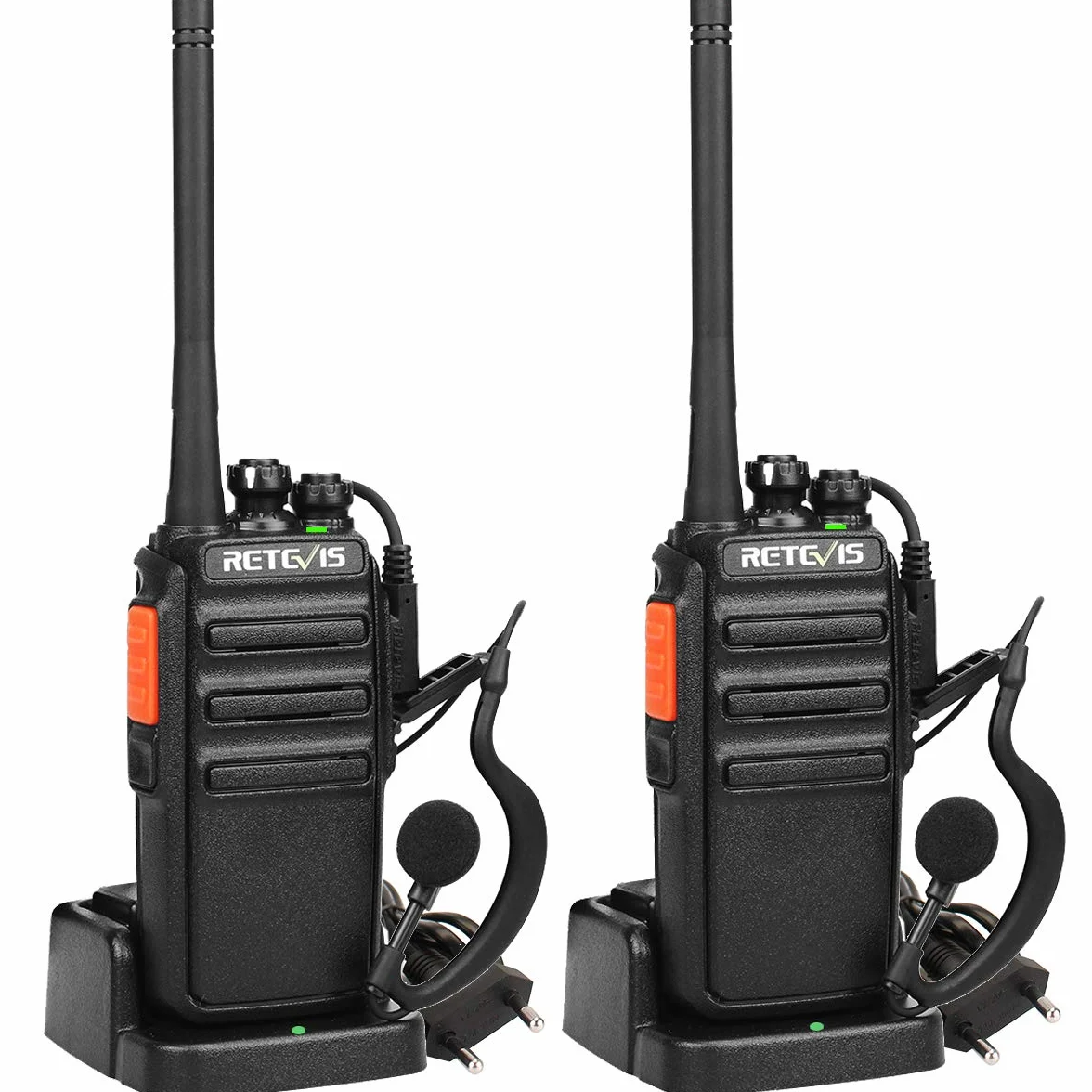 Retevis RT24 Walkie Talkie, Sonido es Claro Walkies Profesionales PMR446 sin Licencia 16 Canales CTCSS/DCS VOX Walkie Talkie con Auriculares y Cargador Europeo, para Adultos (Negro, 1 Par)