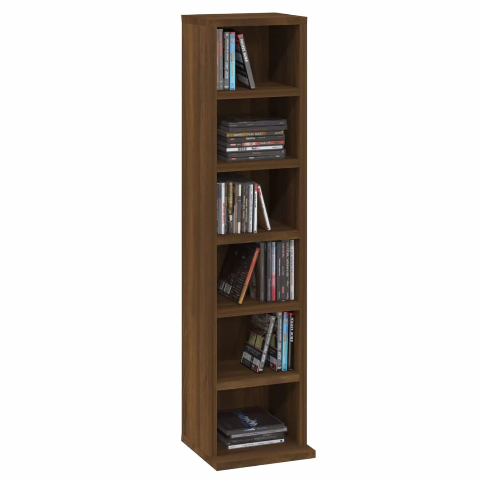 BaraSh Estantería de CD Madera contrachapada Roble marrón Mueble para Discos Mueble CD 21x20x88 cm