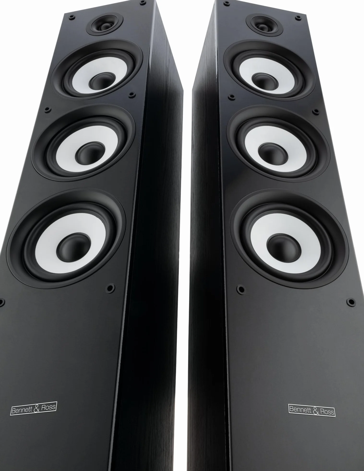 Bennett & Ross Ultrasphere Pareja De Altavoces HiFi De Pie De 3 Vías - 200W RMS - 2 x 6,5" Woofer - 6,5" Altavoz Medio - 1" Tweeter - Construcción Bassreflex - Acabado con Veta De Madera - Negro
