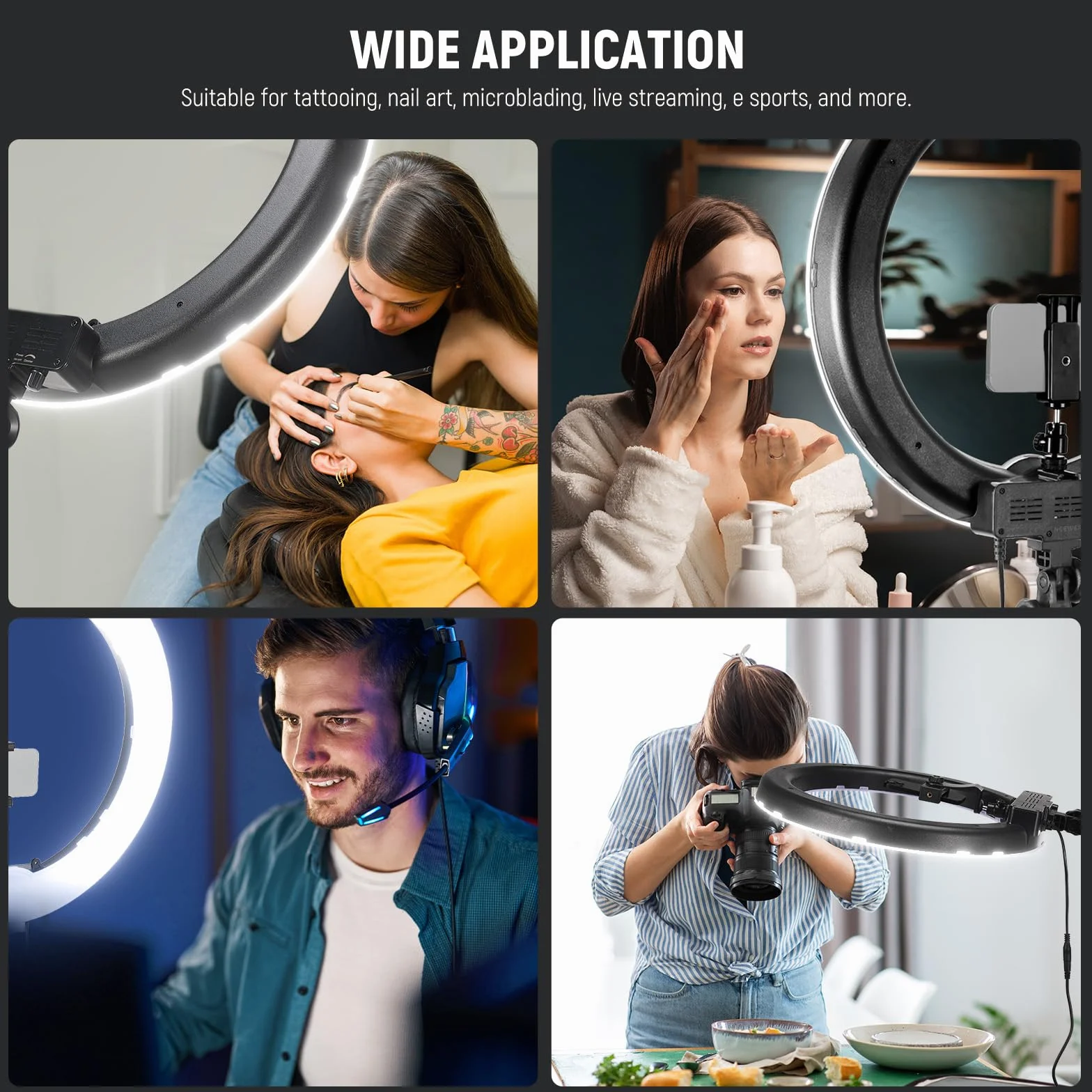 NEEWER Aro de Luz con Trípode: 48cm 55W 5600K Regulable LED Anillo de Luz con Soporte para Móvil, Luz Fotografía Ring Light para Cámara Profesional, Luz Selfie para TikTok/Youtube/Peluquería