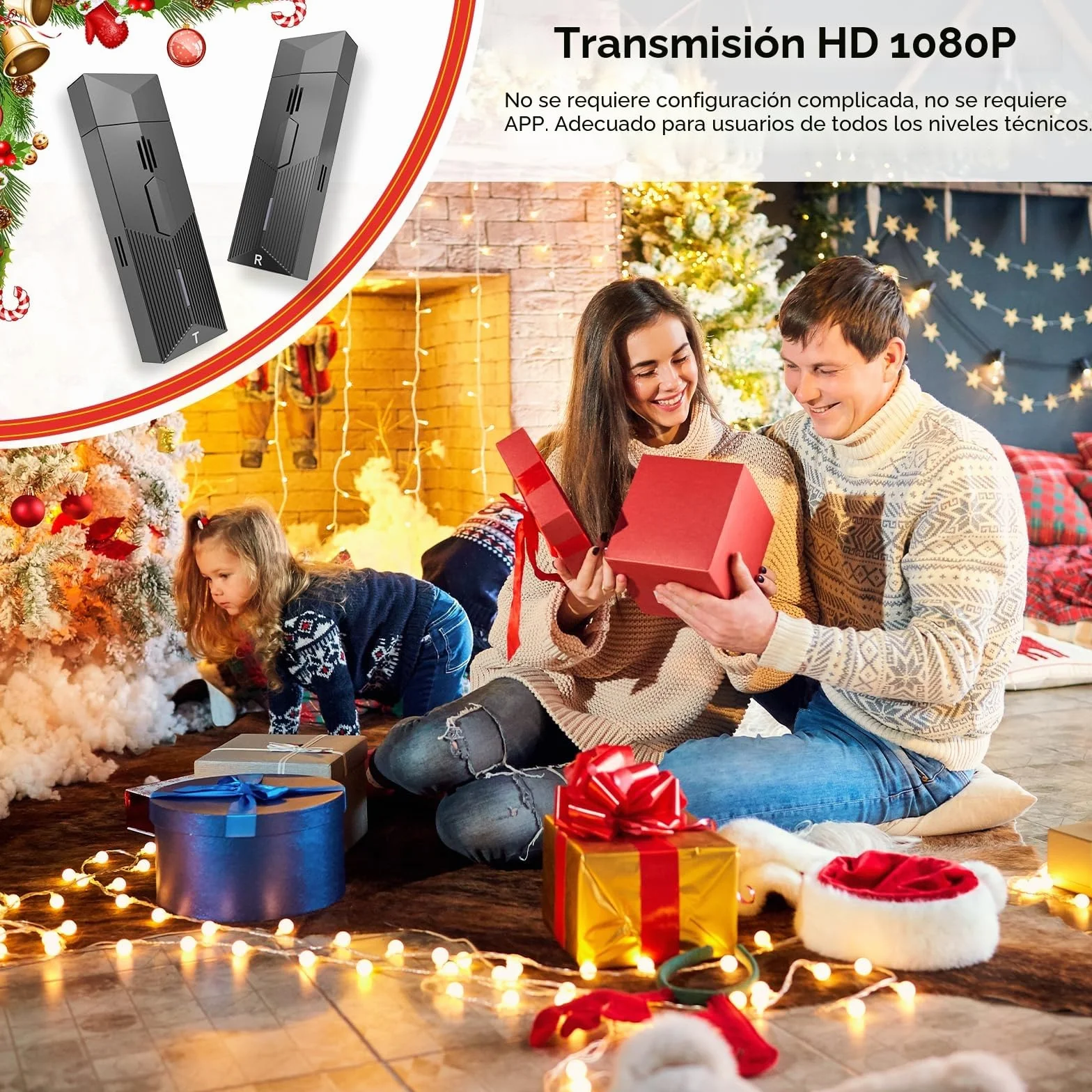 HDMI Inalámbrico, Transmisor y Receptor Inalámbrico con Decodificación 4K, HDMI Wireless Extender para Transmitir Video y Audio Desde una Portátil/PC/TV Box a un Monitor/Proyector/TV, Plug & Play