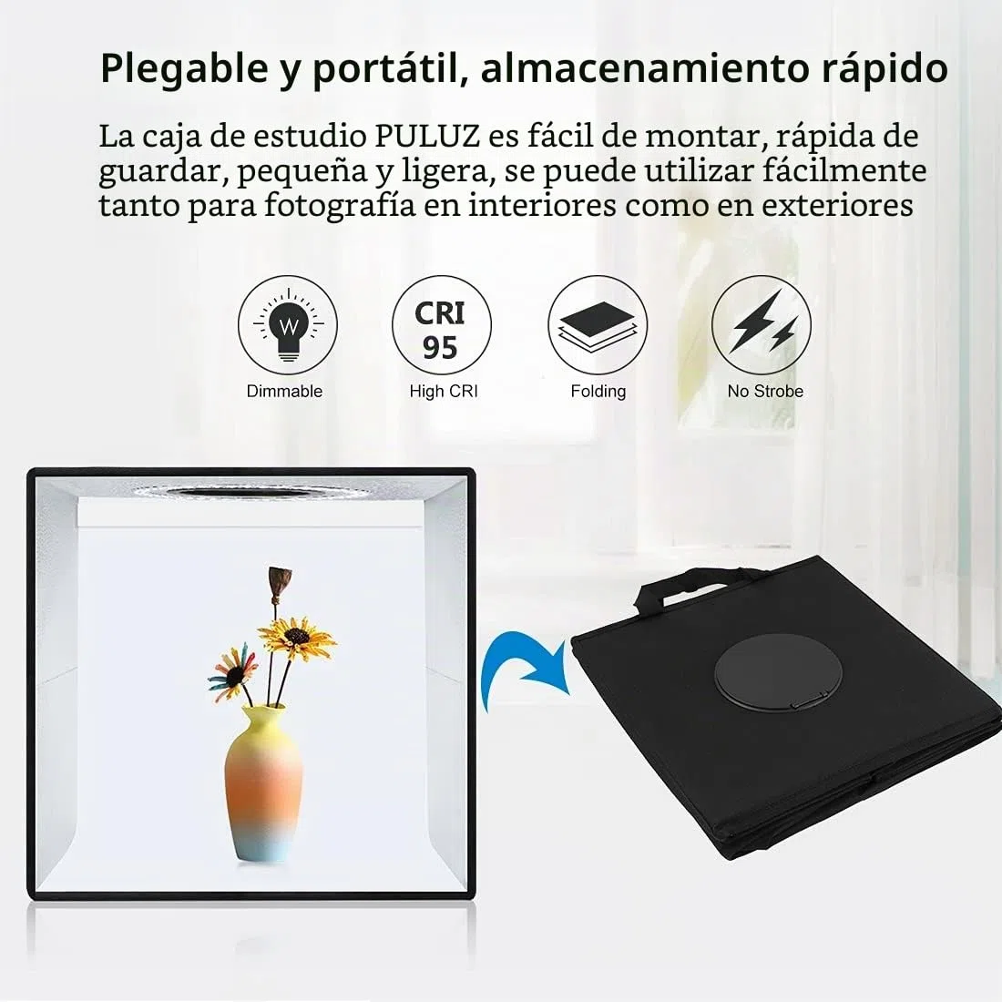 PULUZ Caja de luz de 30 cm para fotografiar Caja de luz plegable para estudio fotográfico con 6 fondos de PVC y tela de luz suave