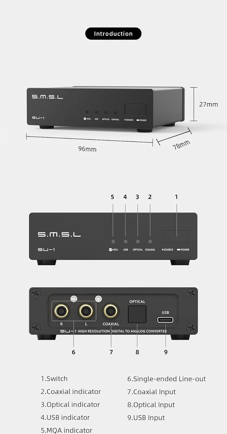 S.M.S.L SU-1 MQA MQA-CD AK4493S XU316 768 kHz/32 bits DSD512 Hi-Res DAC
