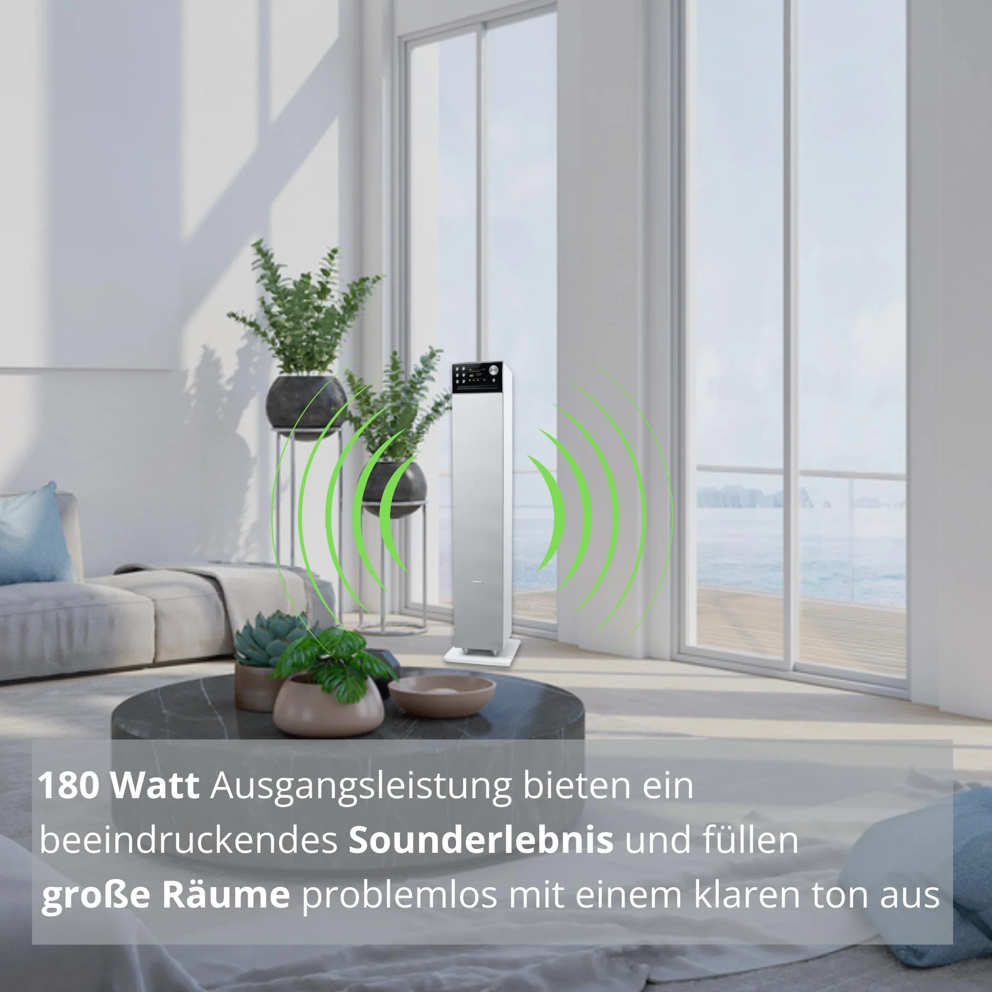 MUSE M-1380 DBTW Altavoz de pie: Bluetooth, Dab+ Radio, Reproductor de CD, USB, NFC Emparejamiento, Pantalla TFT LCD, Carcasa de Madera, 180 W - Blanco