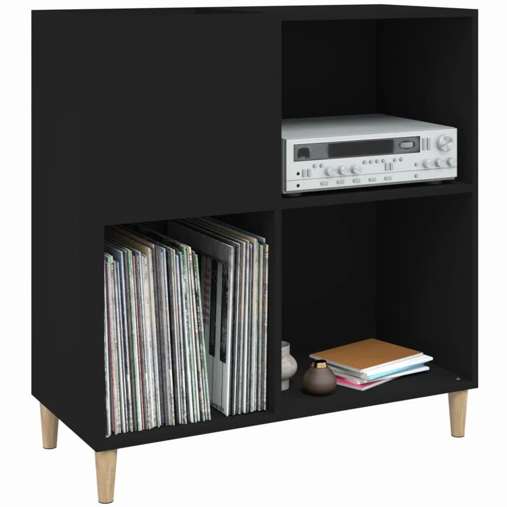 ShGaxin Mueble Estantería CD Tocadiscos Madera Contrachapada Negro 84,5x38x89 cm - 831990