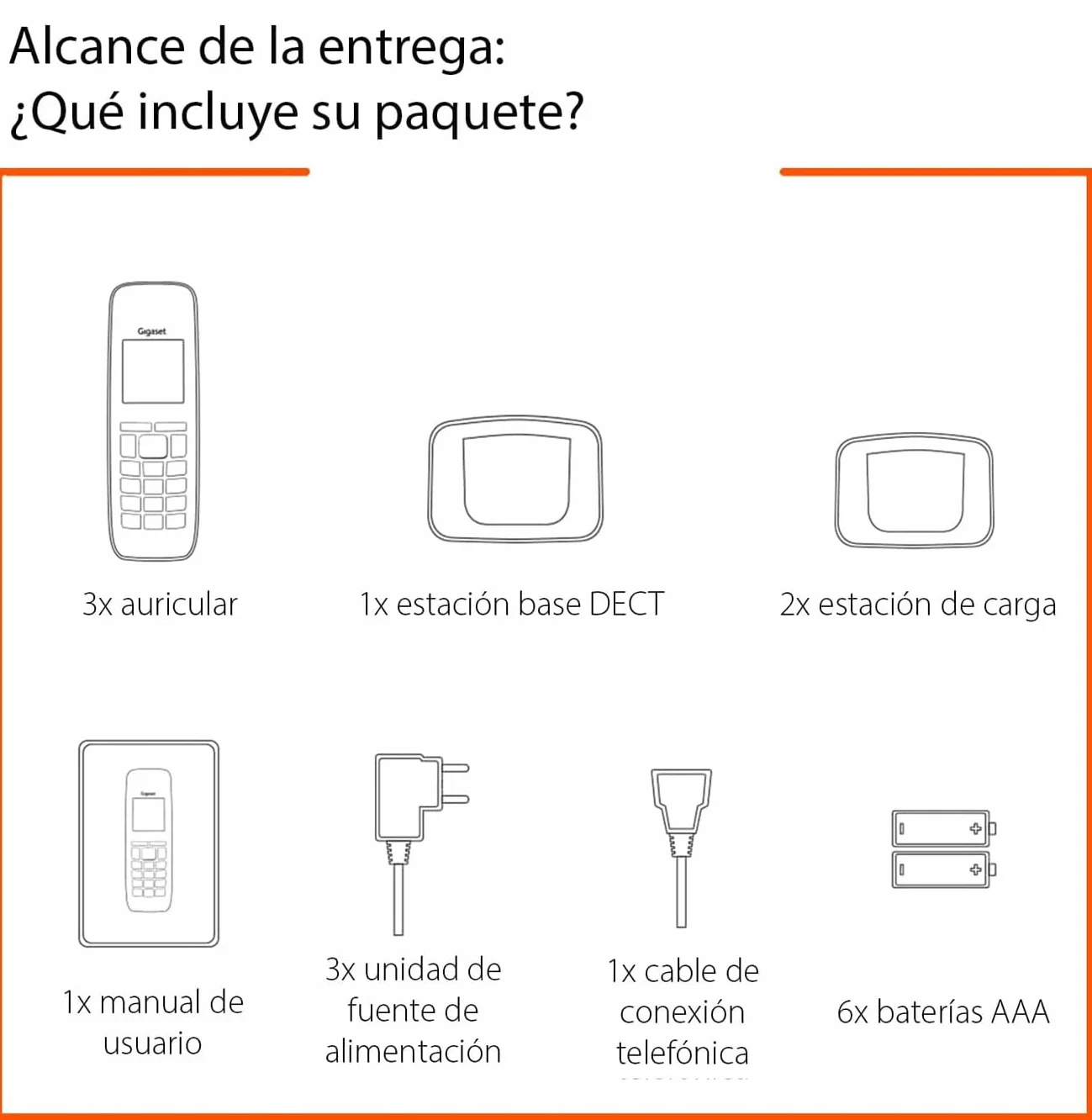Gigaset A690 Trio Teléfonos DECT Inalámbrico Pantalla Gráfica Blanco y Negro Iluminada Gran Autonomía Negro