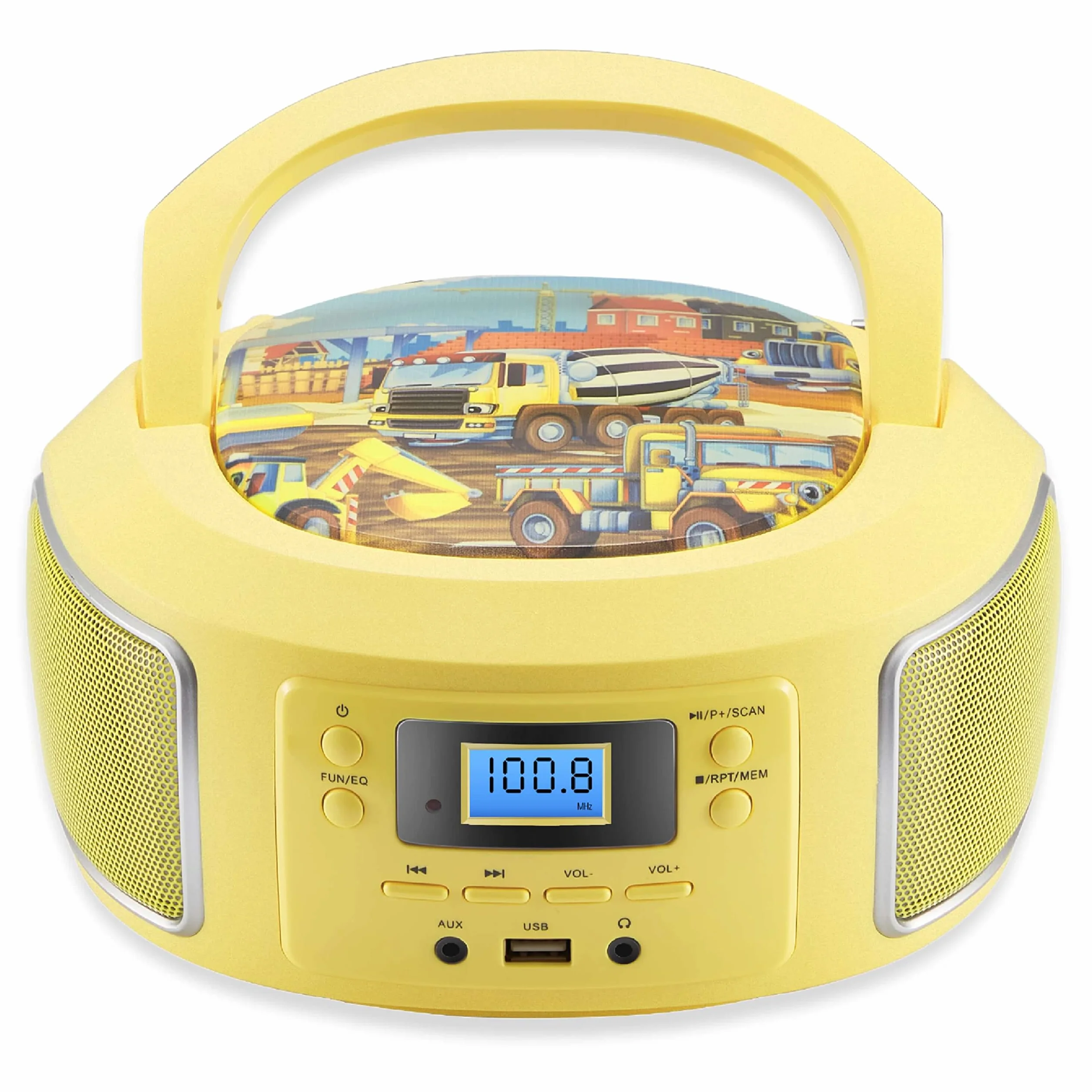 Boombox portátil | Radio FM | AUX-In | CD/CD-R | USB | Conector para auriculares | Sistema compacto | Reproductor de CD | Radio CD | Sistema estéreo | Radio infantil | Boombox (amarillo glamo)