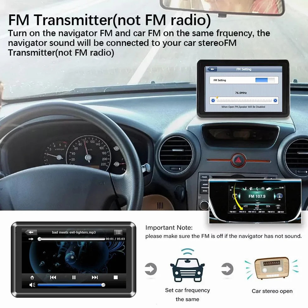 NEWFUN 5 Pulgadas GPS Navegador para Camiones y Coches Mapas Europa 2025 Actualizaciones de por Vida