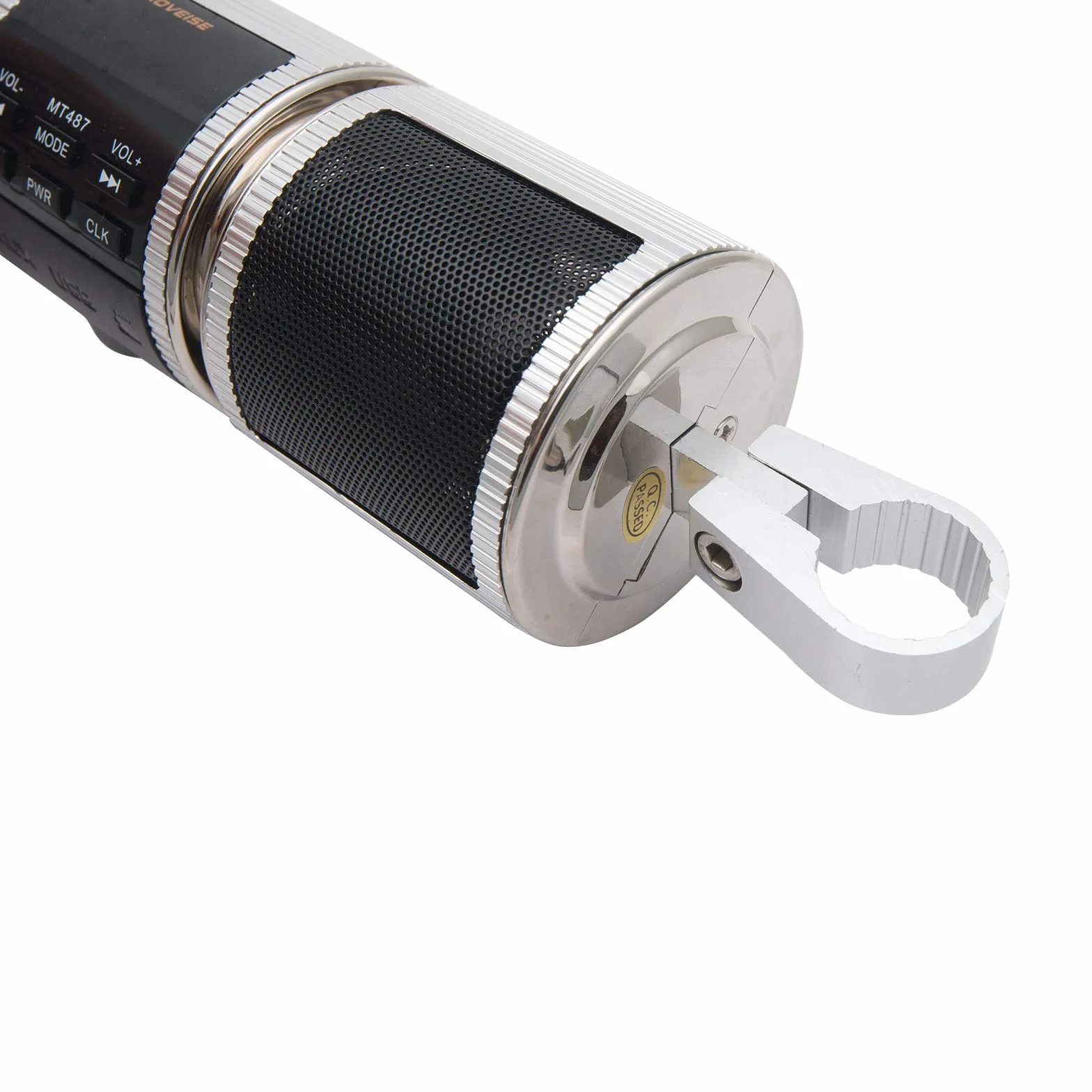 Riloer 12V Motocicleta Bluetooth Audio Sistema de Sonido, Impermeable Motocicleta MP3 Stereo Audio Radio Sonido Kit de Altavoces con Abrazadera de Montaje, Plata