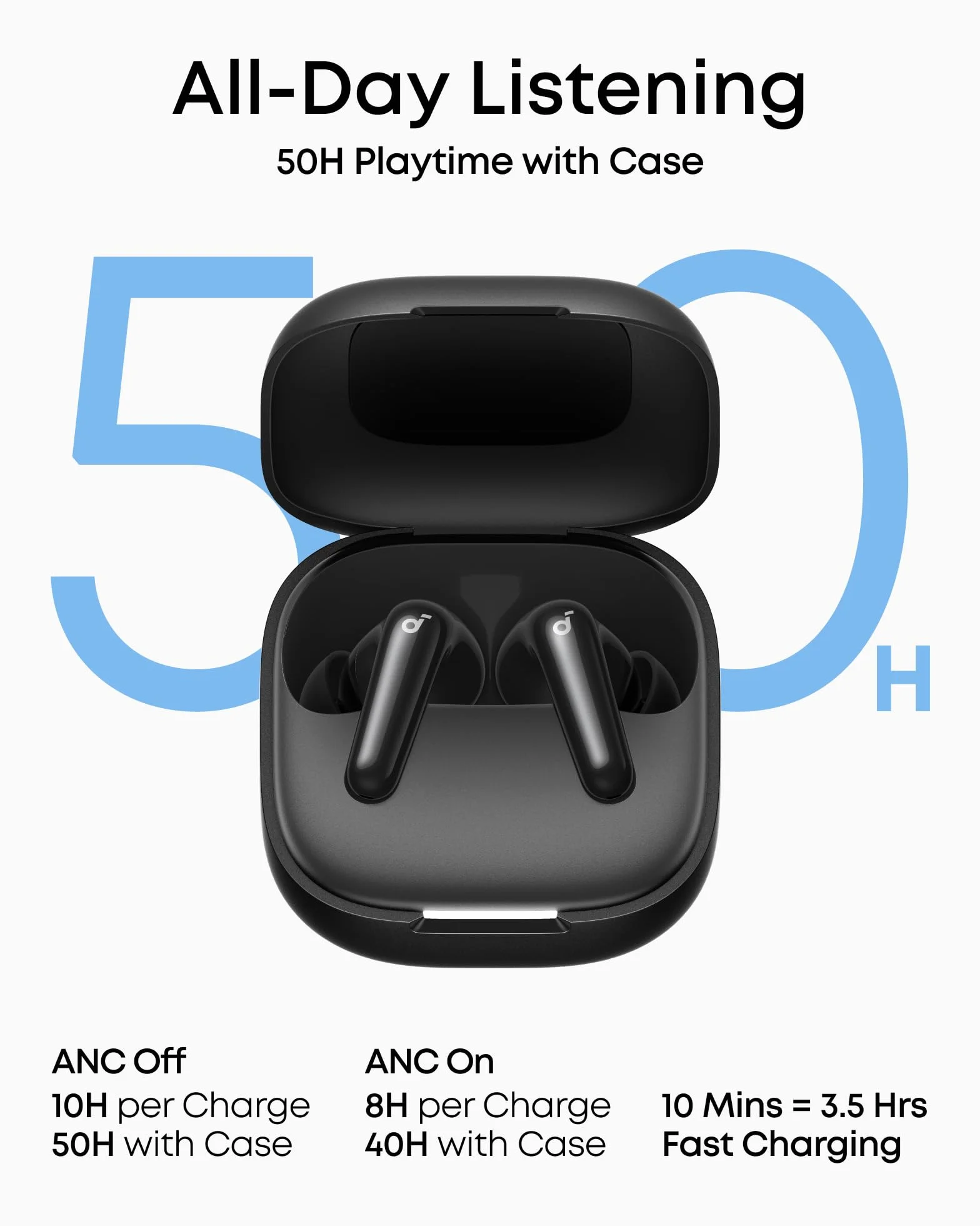 soundcore P31i Auriculares Inalámbricos Bluetooth de Anker, Cancelación de Ruido en Tiempo Real, Auriculares Traductores, Sonido de Alta Resolución LDAC, 50h de Uso, Carga Rápida, Audio Espacial, IP55
