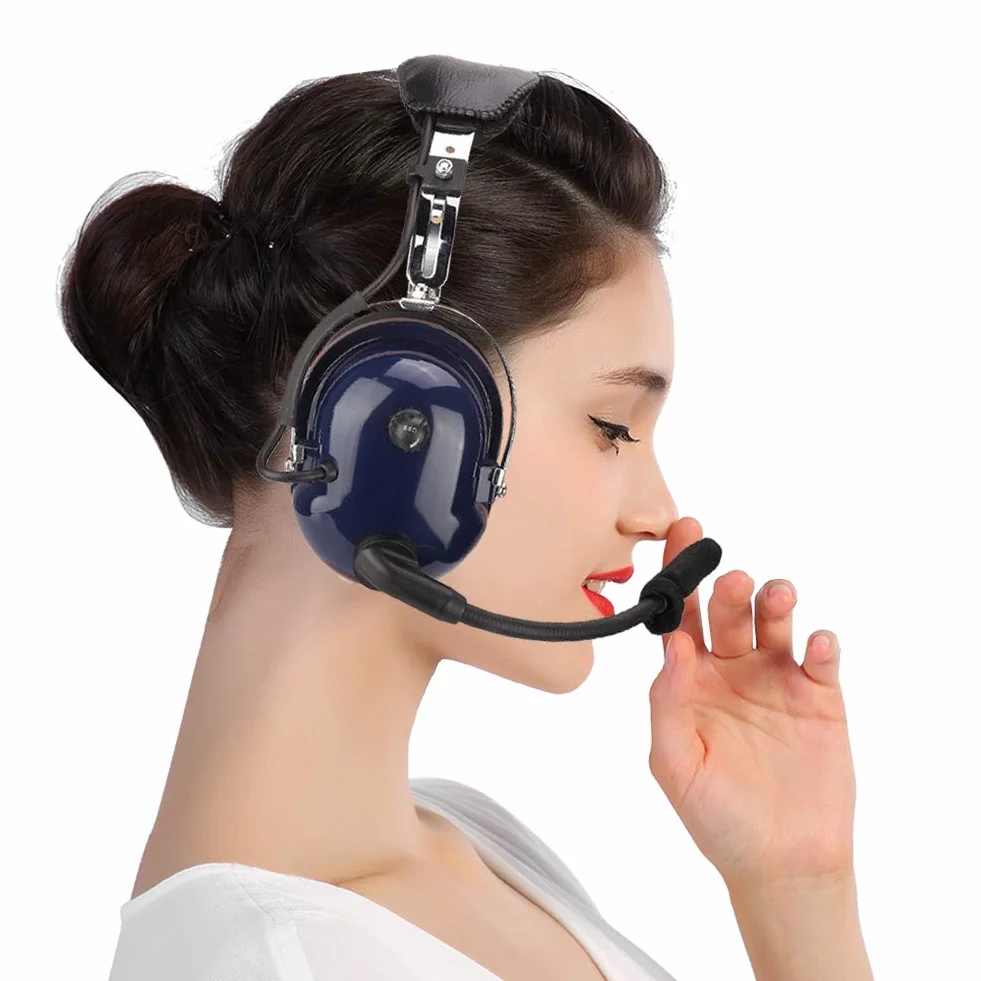 Auriculares de aviacin de Doble Enchufe headset aviación Acero Inoxidable audífonos de piloto Espuma a Prueba de Viento, reduccin de Ruido de 24 dB, Auriculares Electrónica aérea