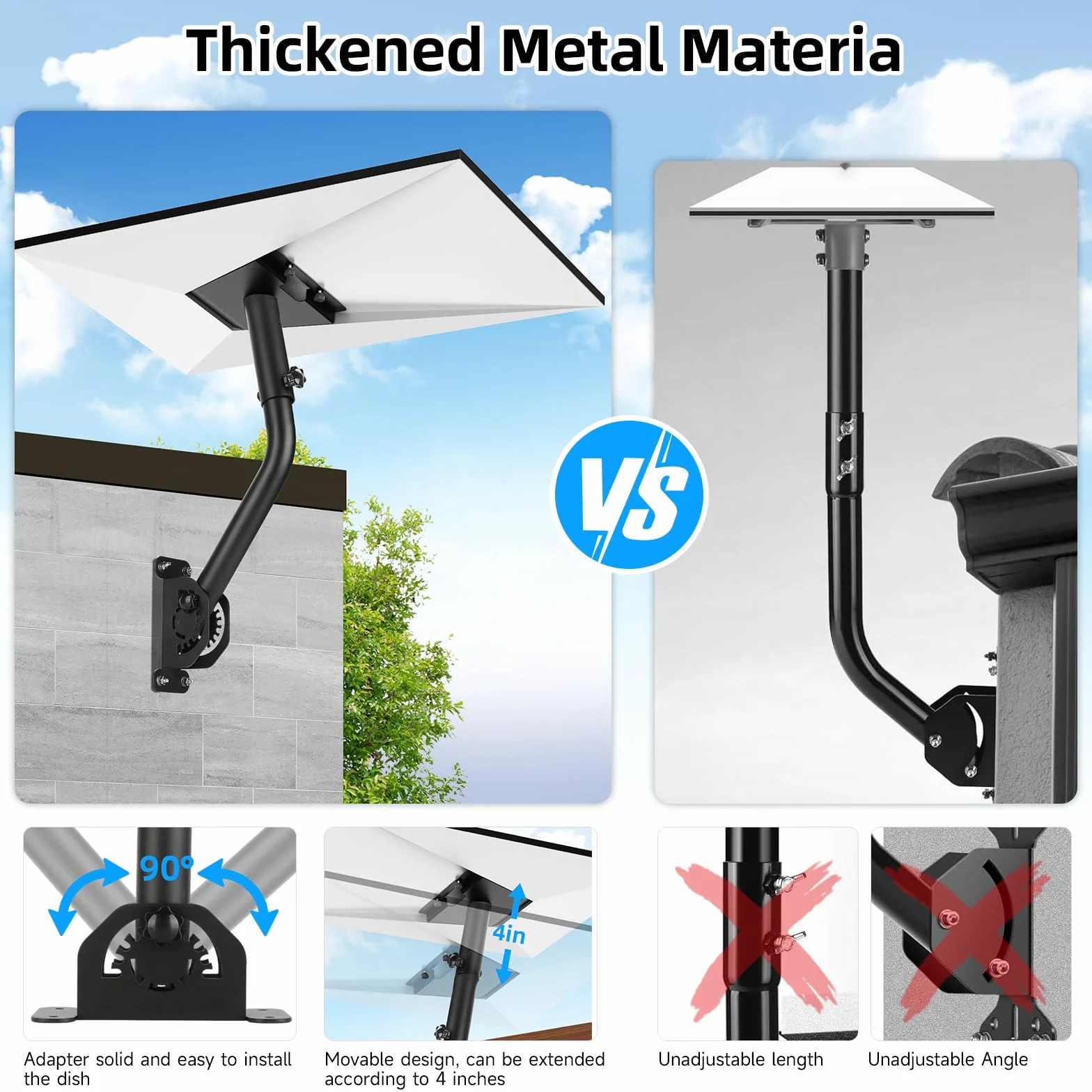 Soporte Starlink Gen 3,Kit de Montaje Ajustable Compatible con la Antena Estándar V3 de Starlink, Soporte para Poste V3,360° ajustable Soporte de Pared/Techo para Starlink.