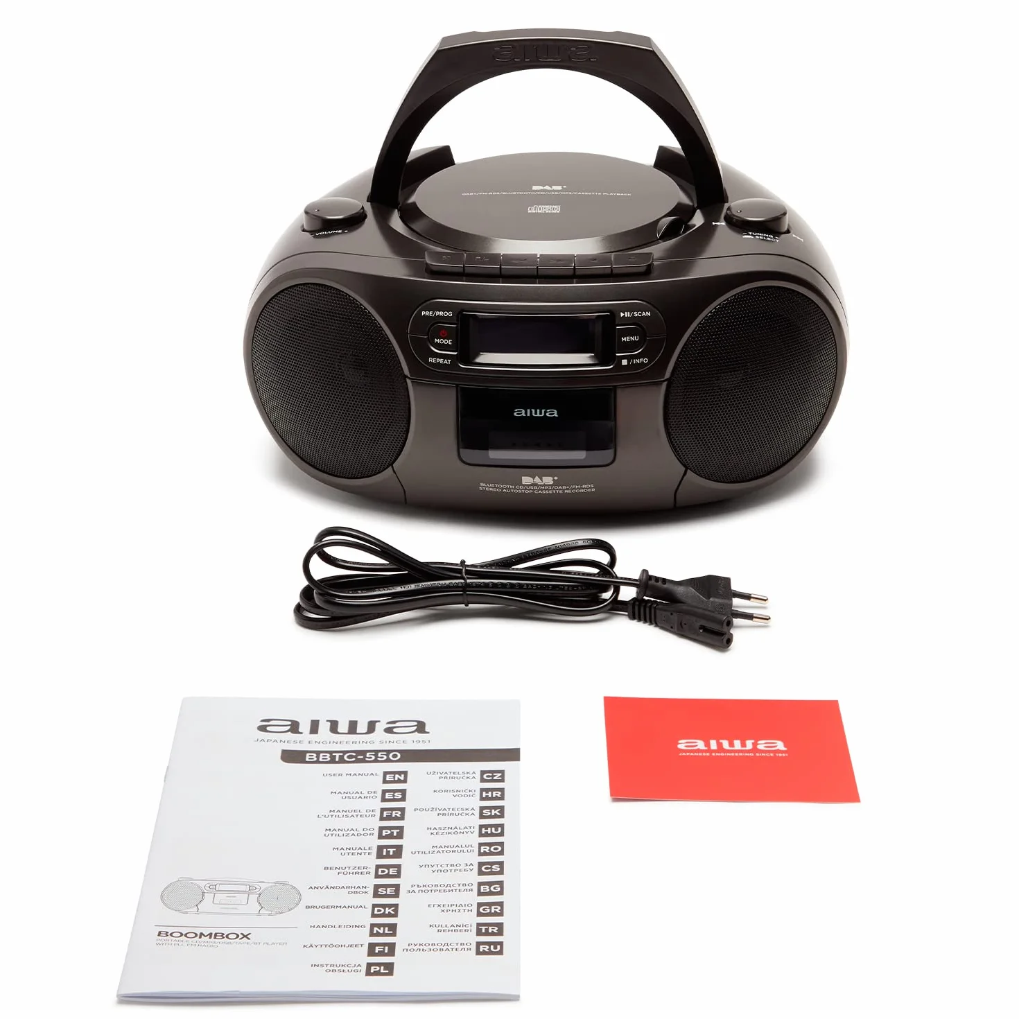 Aiwa BBTC-660DAB/BK Radio Cassette Portátil con CD Bluetooth USB Grabador Cassettes RDS FM PLL DAB+ Negro