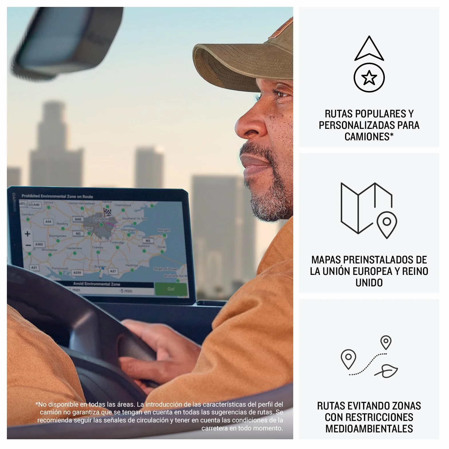 Garmin dēzl LGV720 GPS para camión 7'' Pantalla Brillante Mapas EU Tráfico Tiempo Real