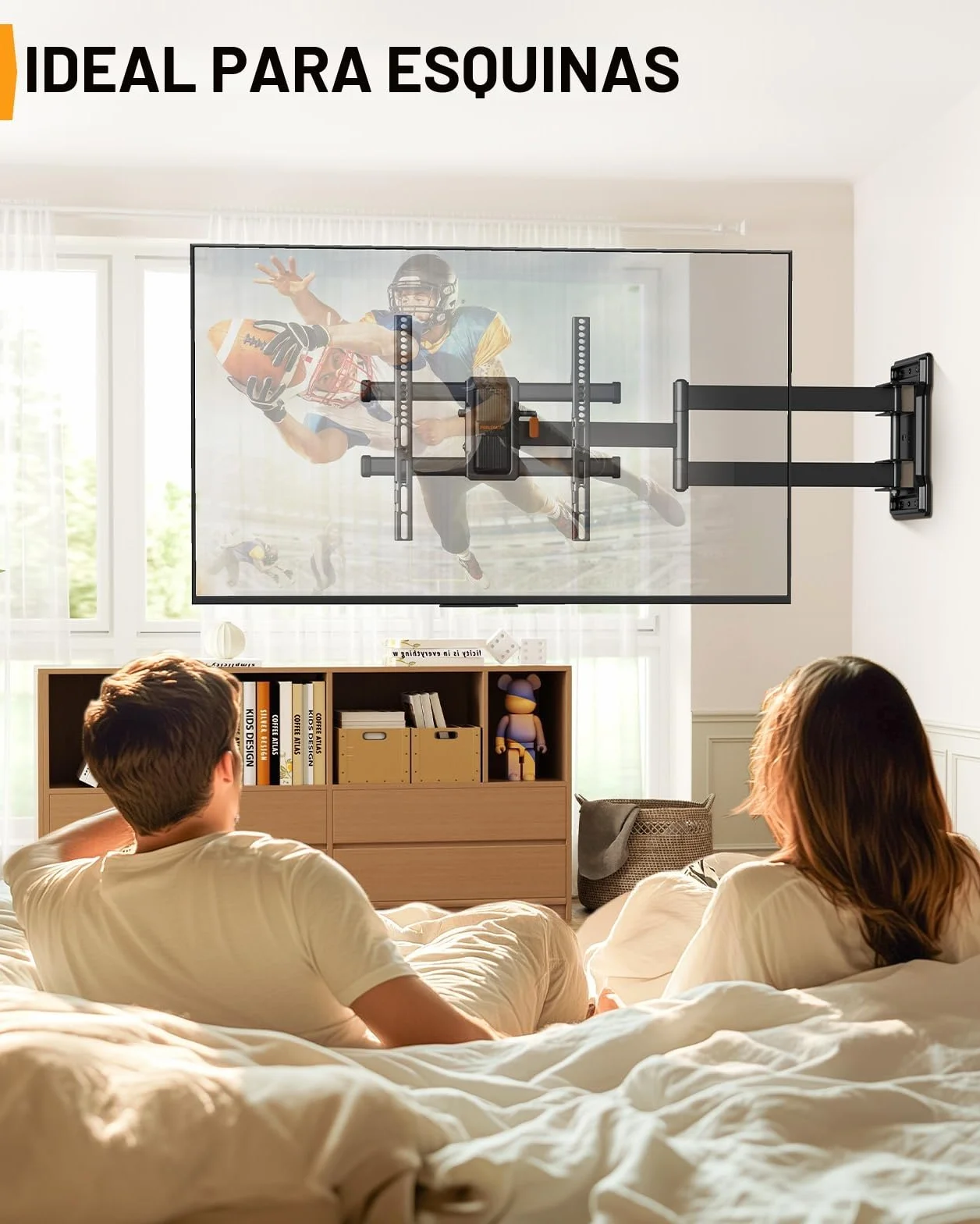 Perlegear Soporte TV Pared Brazo Largo 700 mm 32"-65" Inclinación Doble Gestión Cables 60 kg VESA 400x400 mm PGMF24B