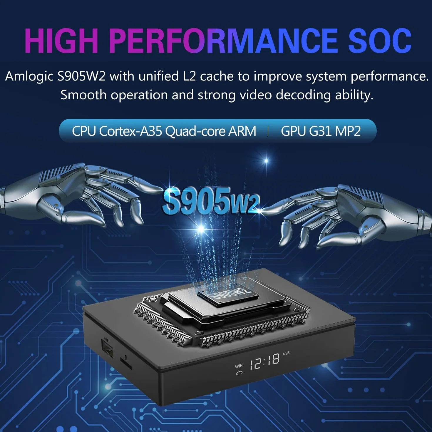 Android TV Box,T95W Android 11.0 Box 4GB RAM 64GB ROM Amlogic S905W2 Quad-Core Cortex-A53 G31 GPU Support 4K 3D 1080P AV1 2.4/5.0GHz WiFi BT5.0 10/100M Ethernet HDMI 2.1 H.265 Smart TV Box