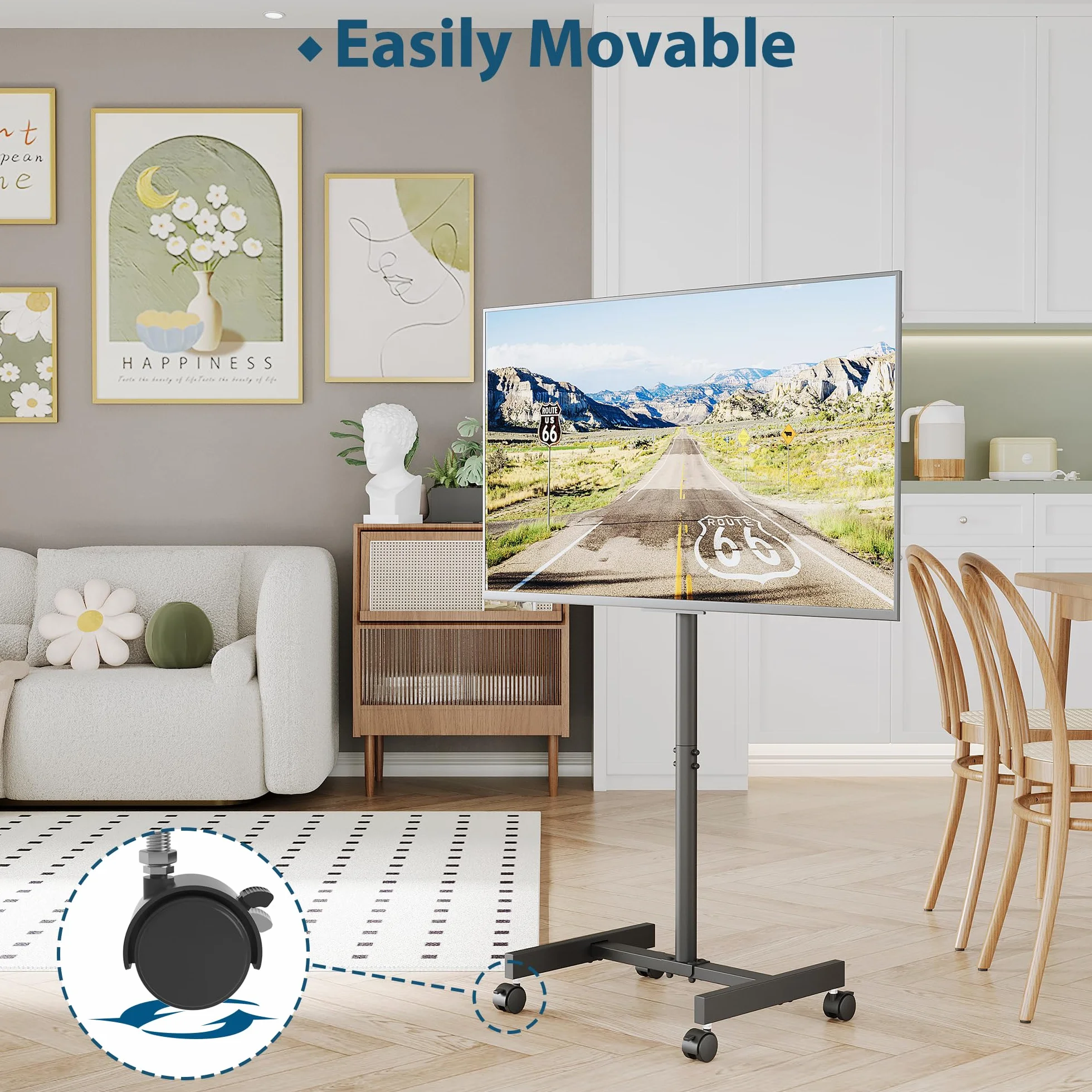 BONTEC Soporte TV Ruedas para Televisores de 13 a 42 Pulgadas, Altura Ajustable, Máx. VESA 200x200mm, 20 kg